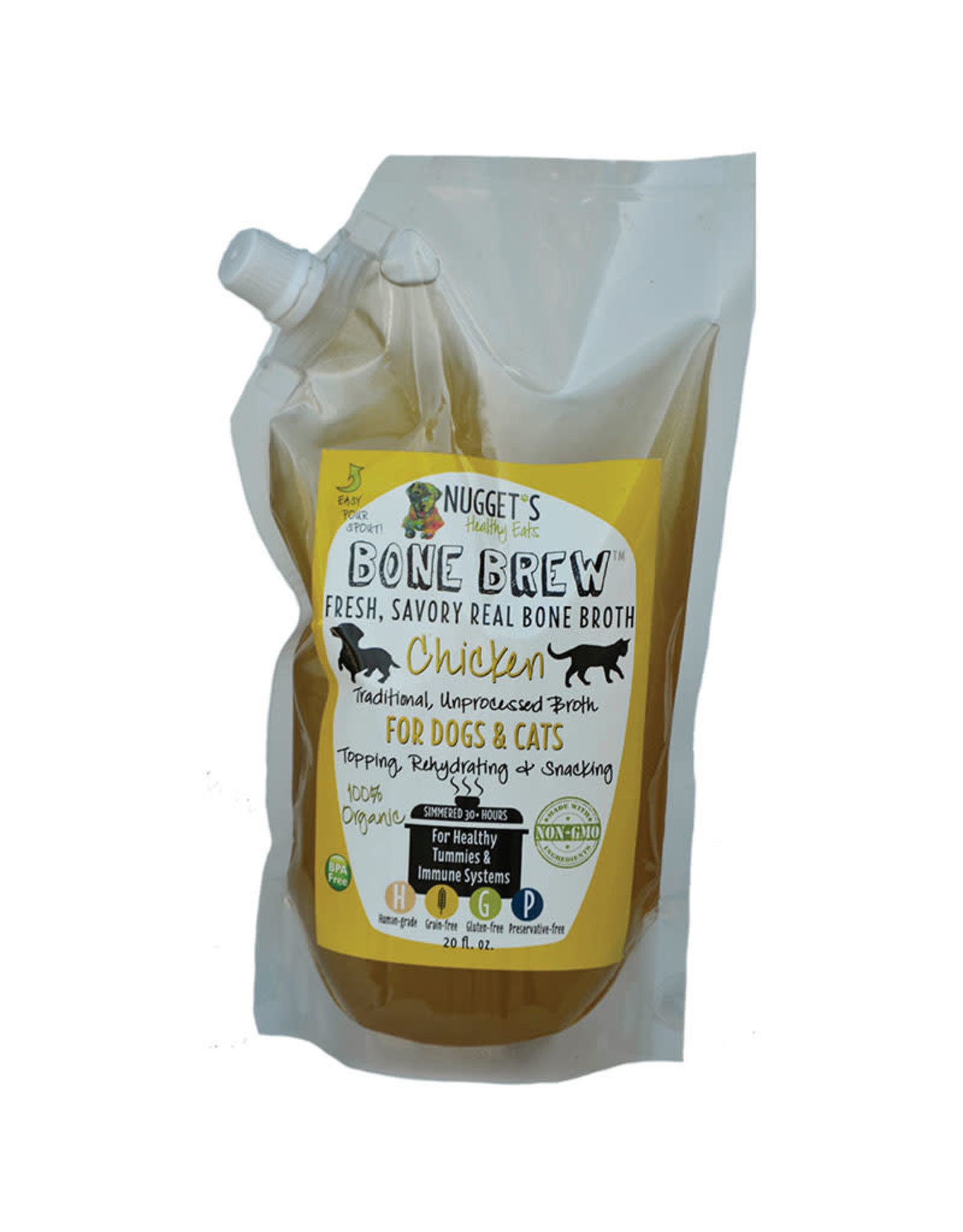 Nuggets Healthy Eats Nuggets Healthy Eats Bone Brew Chicken Bone Broth for Dogs & Cats 20oz