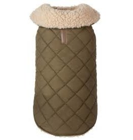 Fabdog Fabdog Olive Quilted Shearling Dog Coat