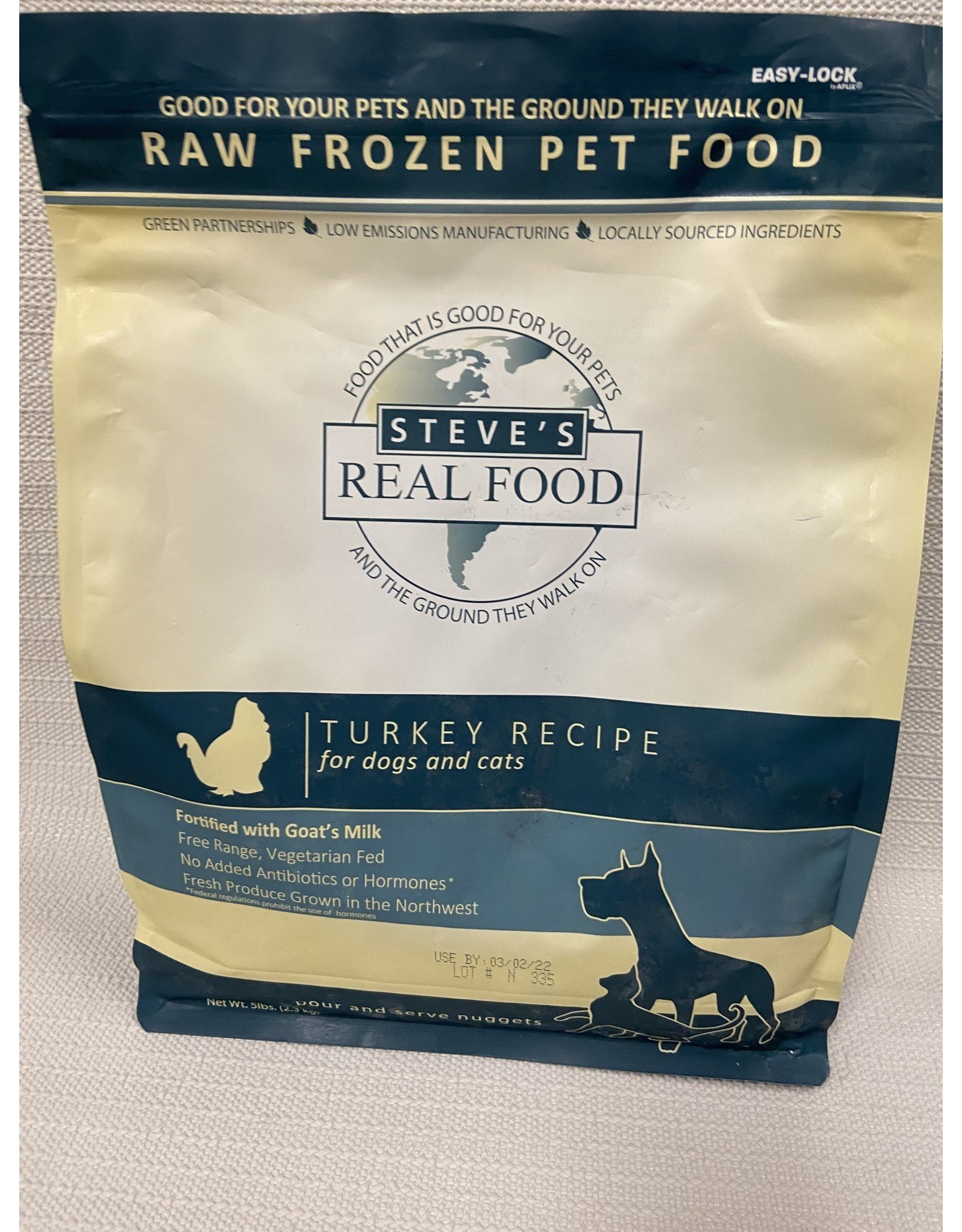 Steve's Real Food Steve's Real Food Turkey Recipe for Dogs & Cats Nuggets Raw Frozen Pet Food 5lb