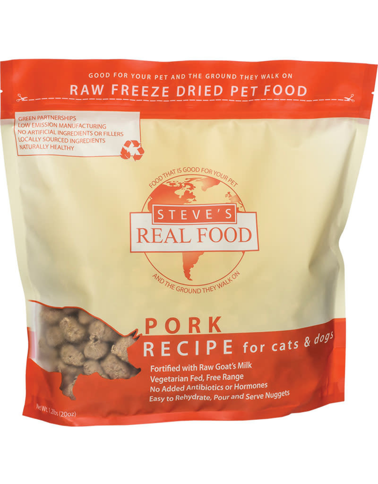 Steve's Real Food Steve's Real Food Freeze-Dried Nuggets Pork Recipe for Cats & Dogs 1.25lb