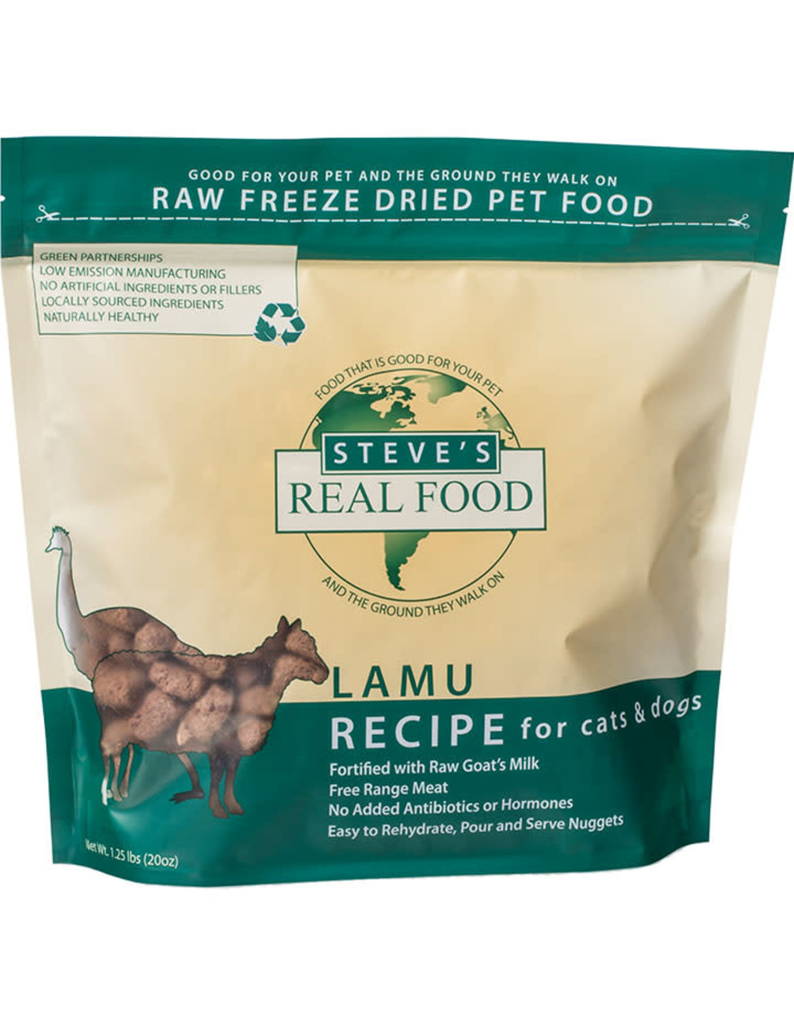 Steve's Real Food Steve's Real Food Freeze-Dried Nuggets Lamu Recipe for Cats & Dogs 1.25lb