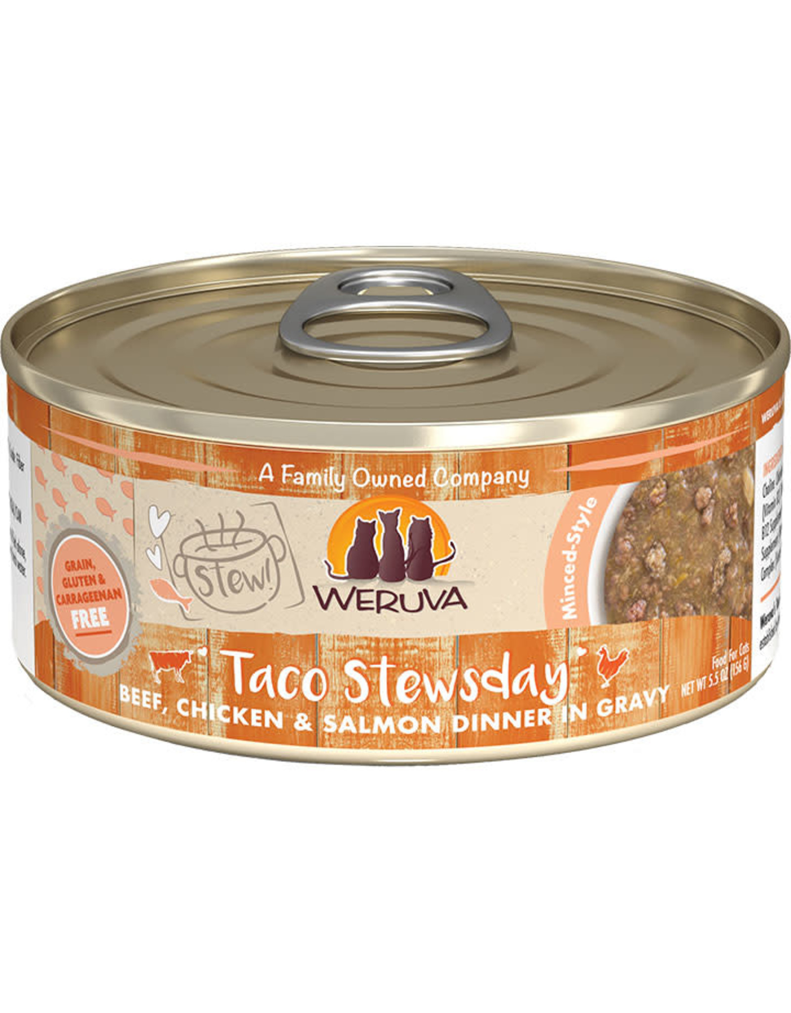 Weruva Weruva Taco Stewsday Beef, Chicken & Salmon Dinner in Gravy Cat Food 5.5oz