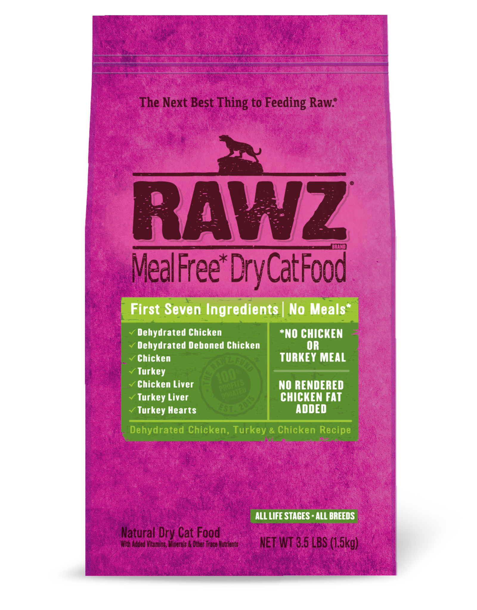 Rawz Rawz Meal Free Dehydrated Chicken, Turkey & Chicken Cat Food