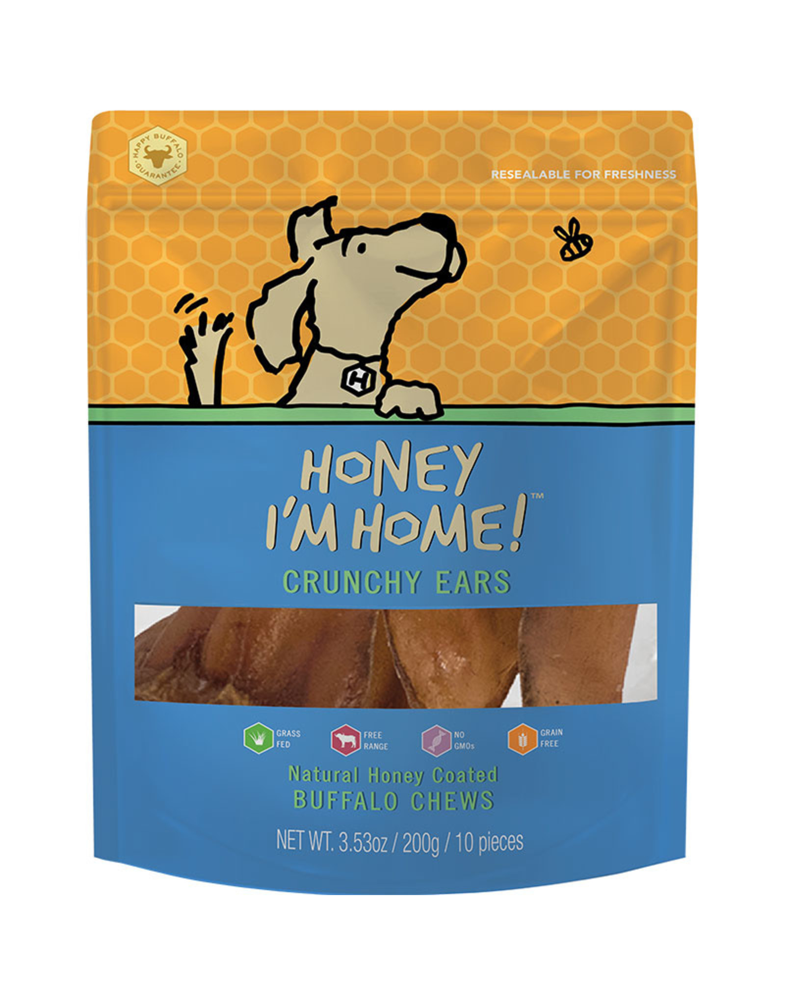 Honey I'm Home Honey I'm Home Crunchy Ears Natural Honey Coated Buffalo Chews