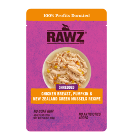 Rawz Rawz Shredded Chicken Breast , Pumpkin & New Zealand Green Mussel Cat Food 2.46oz pouch