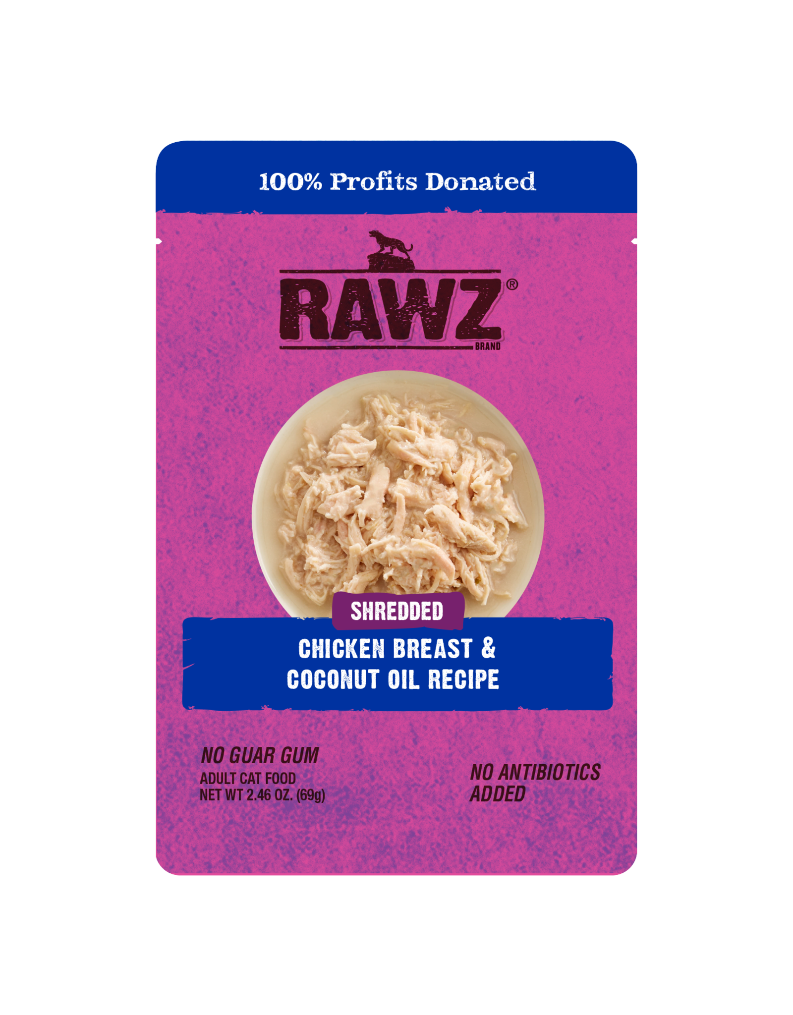 Rawz Rawz Shredded Chicken Breast & Coconut Oil Recipe Cat Food 2.46oz pouch