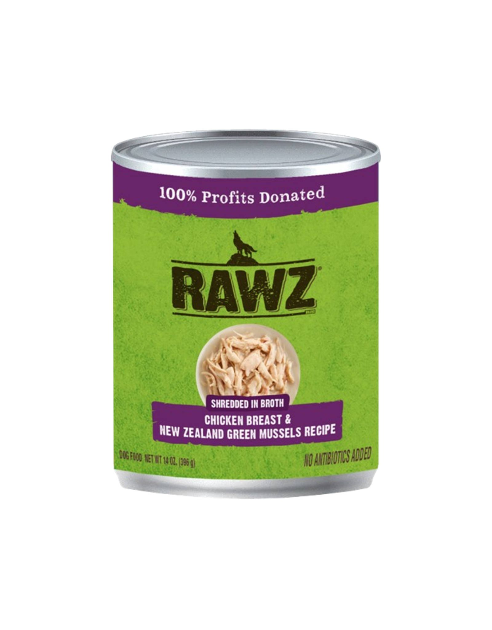 Rawz Rawz Shredded Chicken Breast & New Zealand Green Mussels Recipe Dog Food 14oz