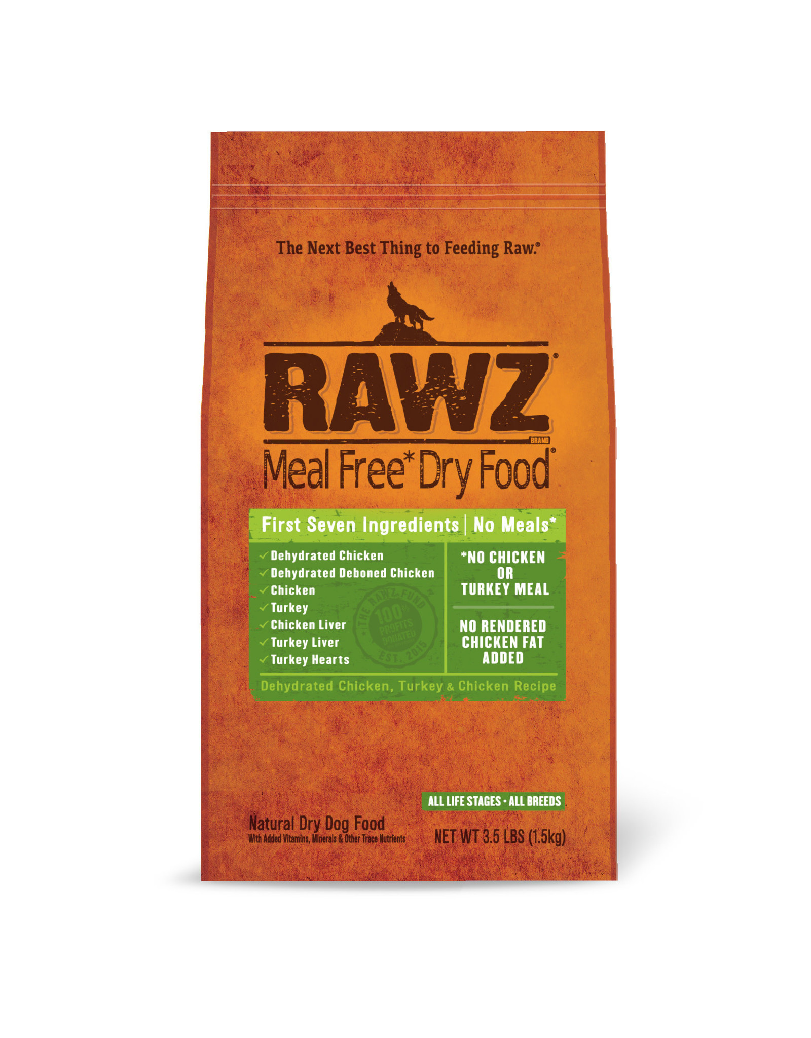 Rawz Rawz Meal Free Dehydrated Chicken, Turkey & Chicken Dog Food