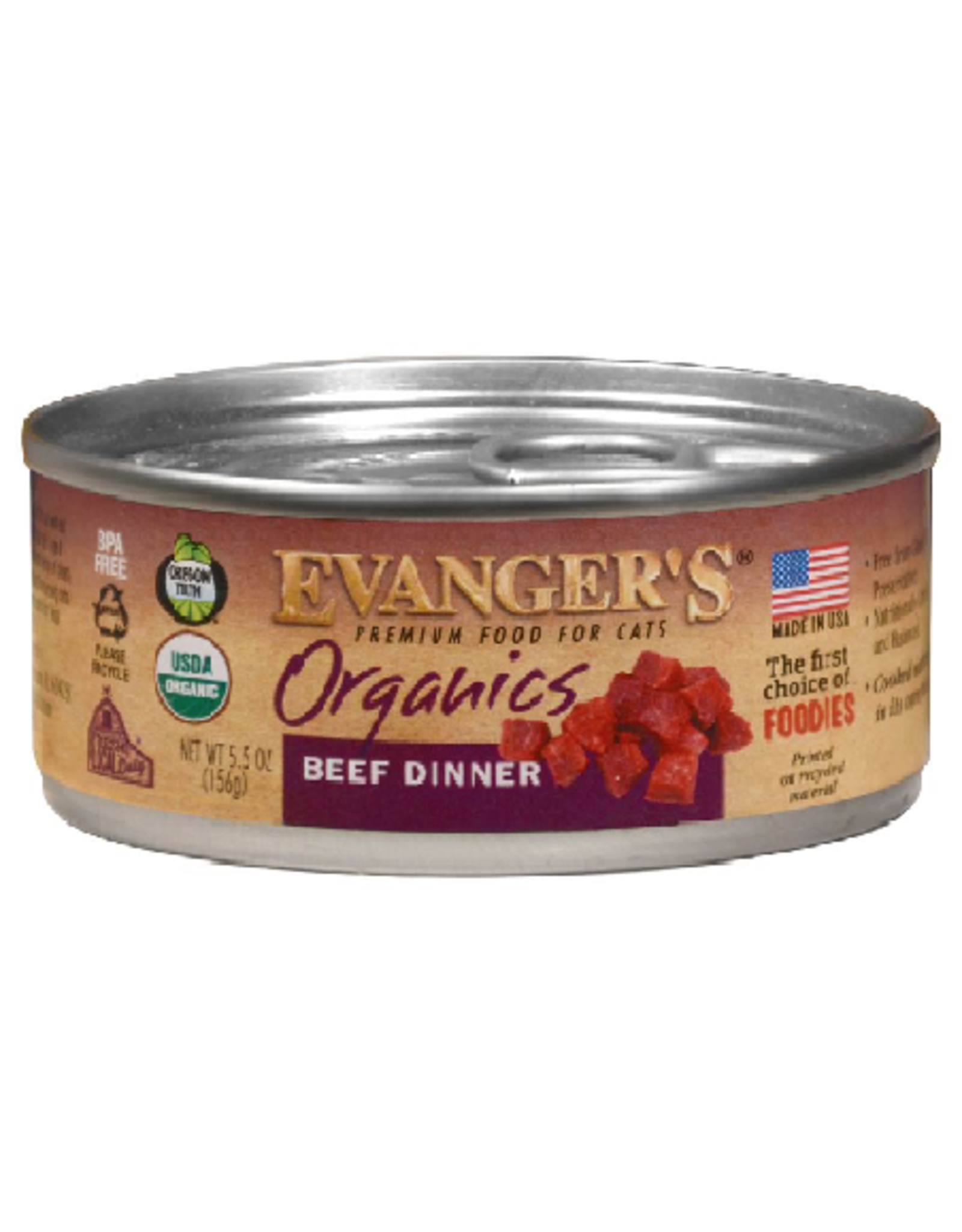 Evangers Evanger's Organics Beef Dinner for Cats  5.5oz