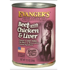 Evangers Evanger's Heritage Classic Beef with Chicken & Liver Dog Food 12.6oz