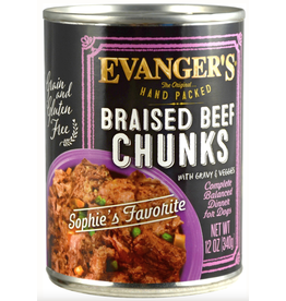 Evangers Evanger's Hand Packed Braised Beef Chunks with Gravy Dog Food 12oz