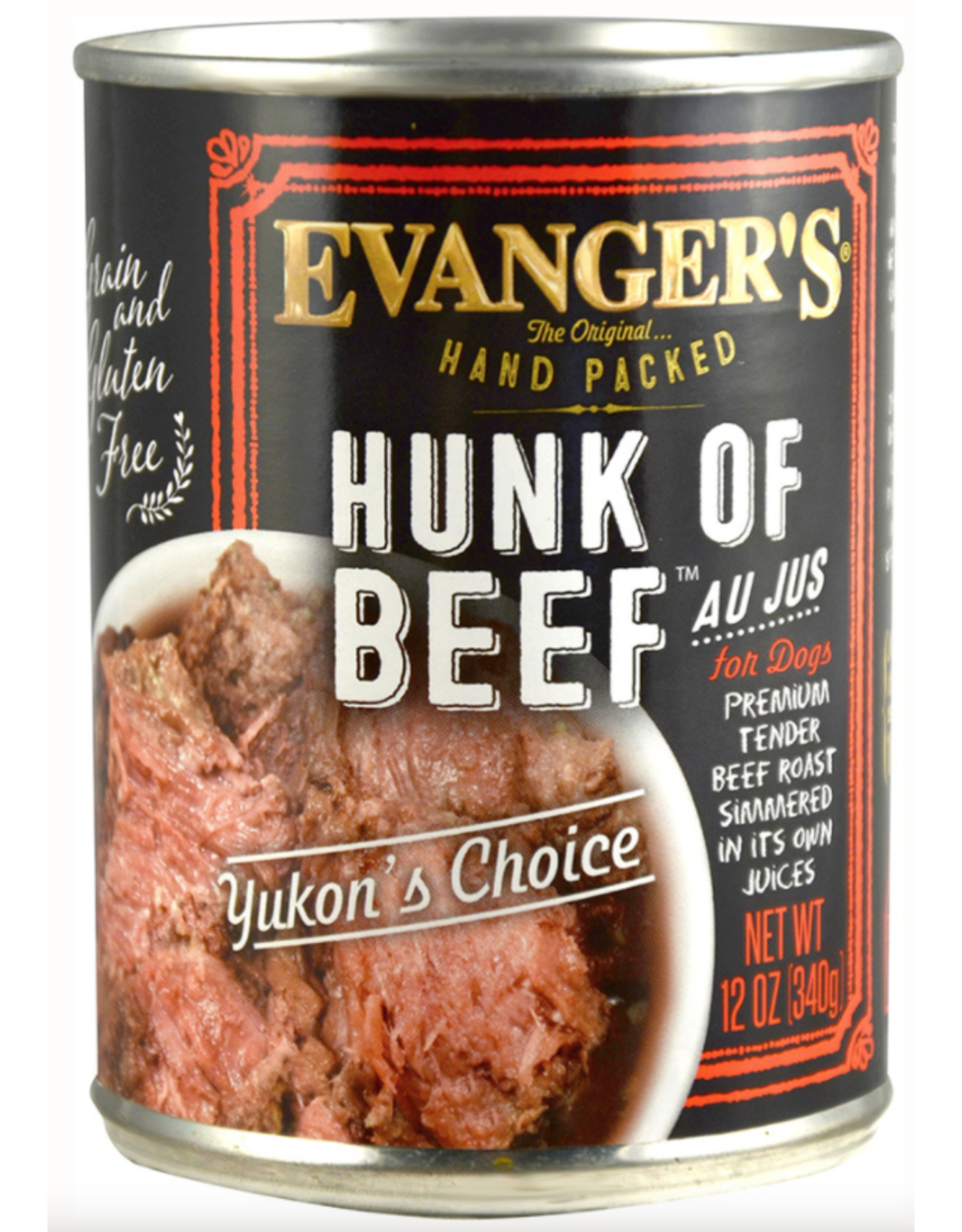 Evangers Evanger's Hand Packed Hunk of Beef Dog Food 12oz