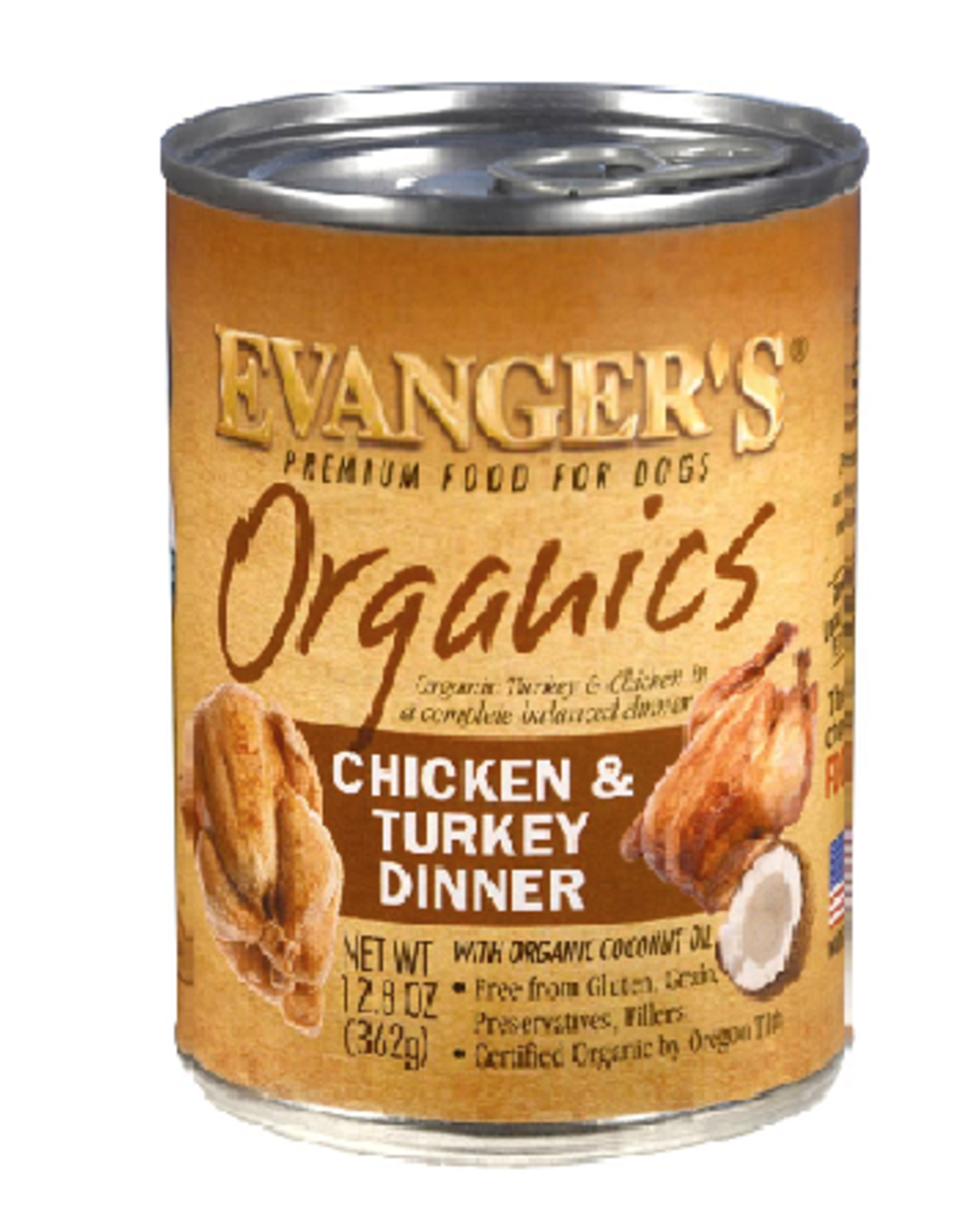 Evangers Evanger's Organics Chicken & Turkey Dinner Dog Food 12.8oz