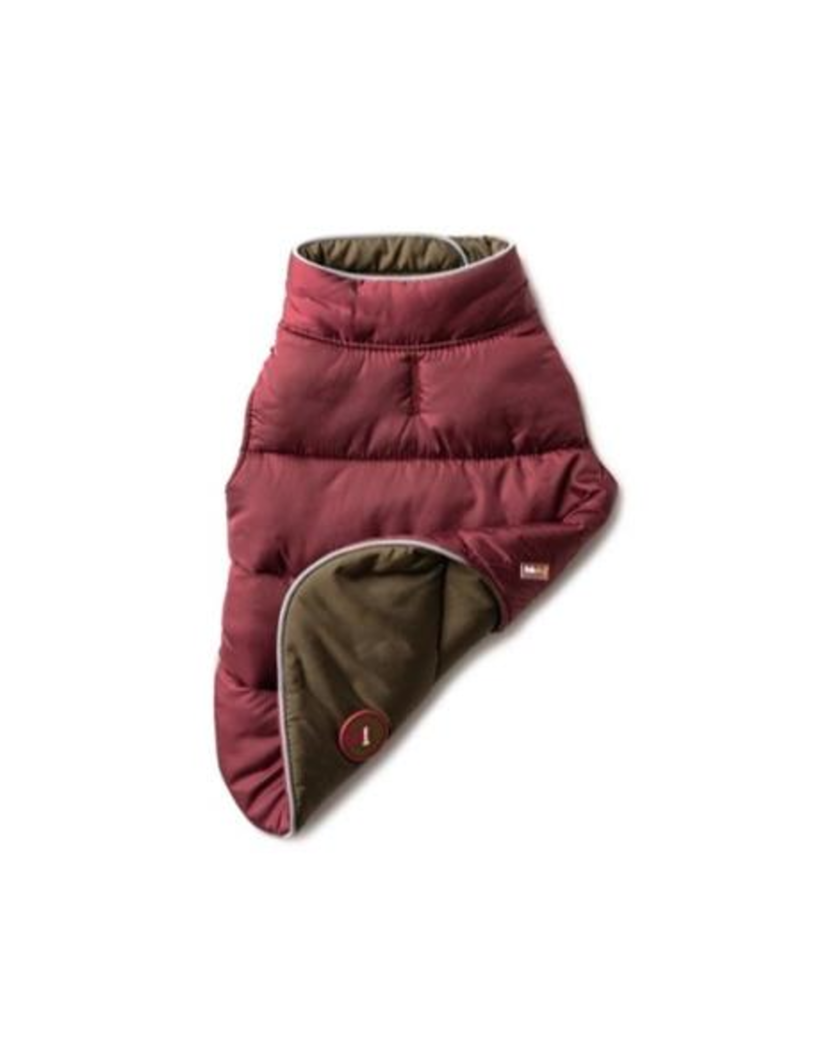 Fabdog Fabdog Burgundy/Olive Reversible Puffer Dog Coat