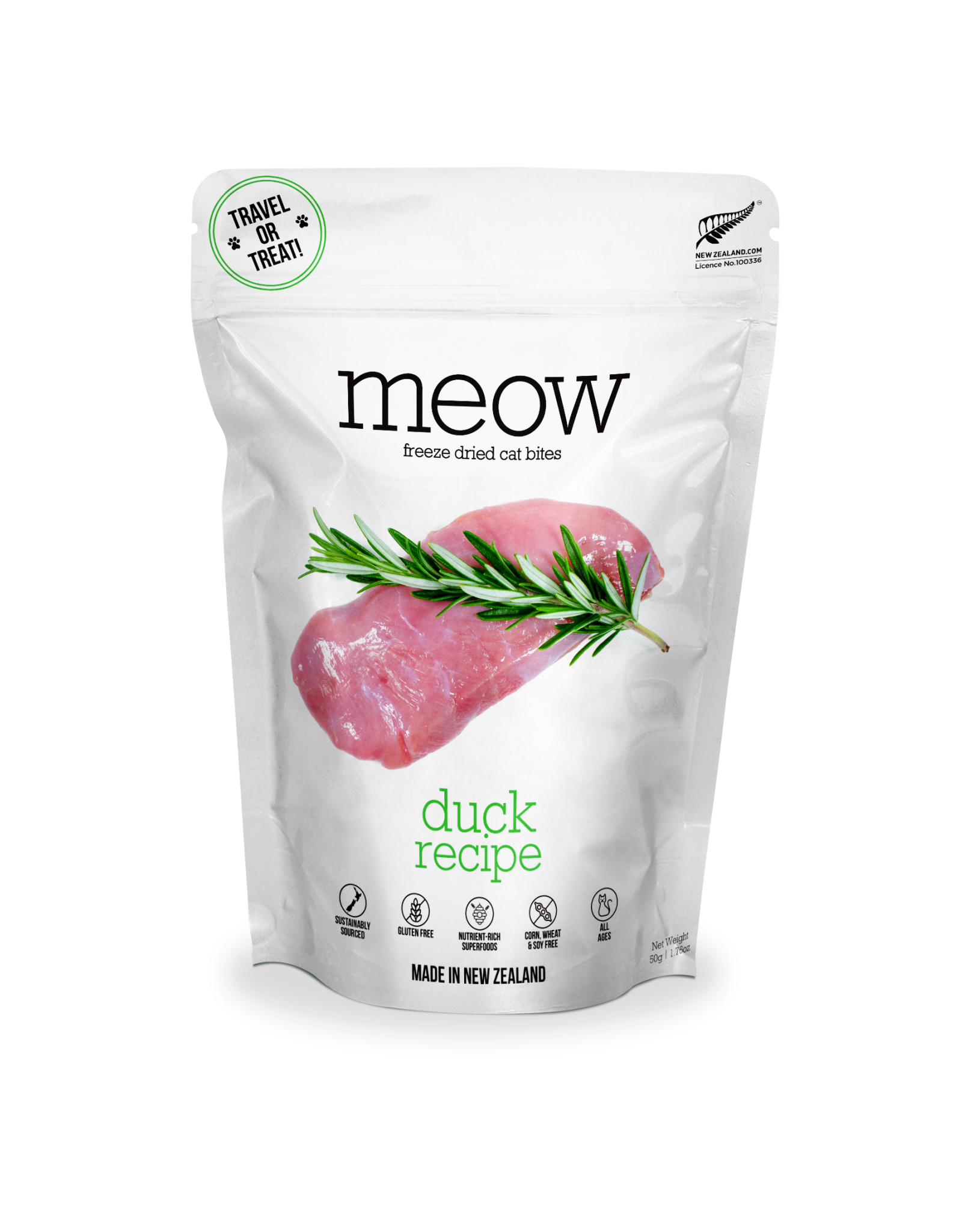 The New Zealand Natural Pet Food Company Meow Freeze Dried Duck Recipe Cat Food