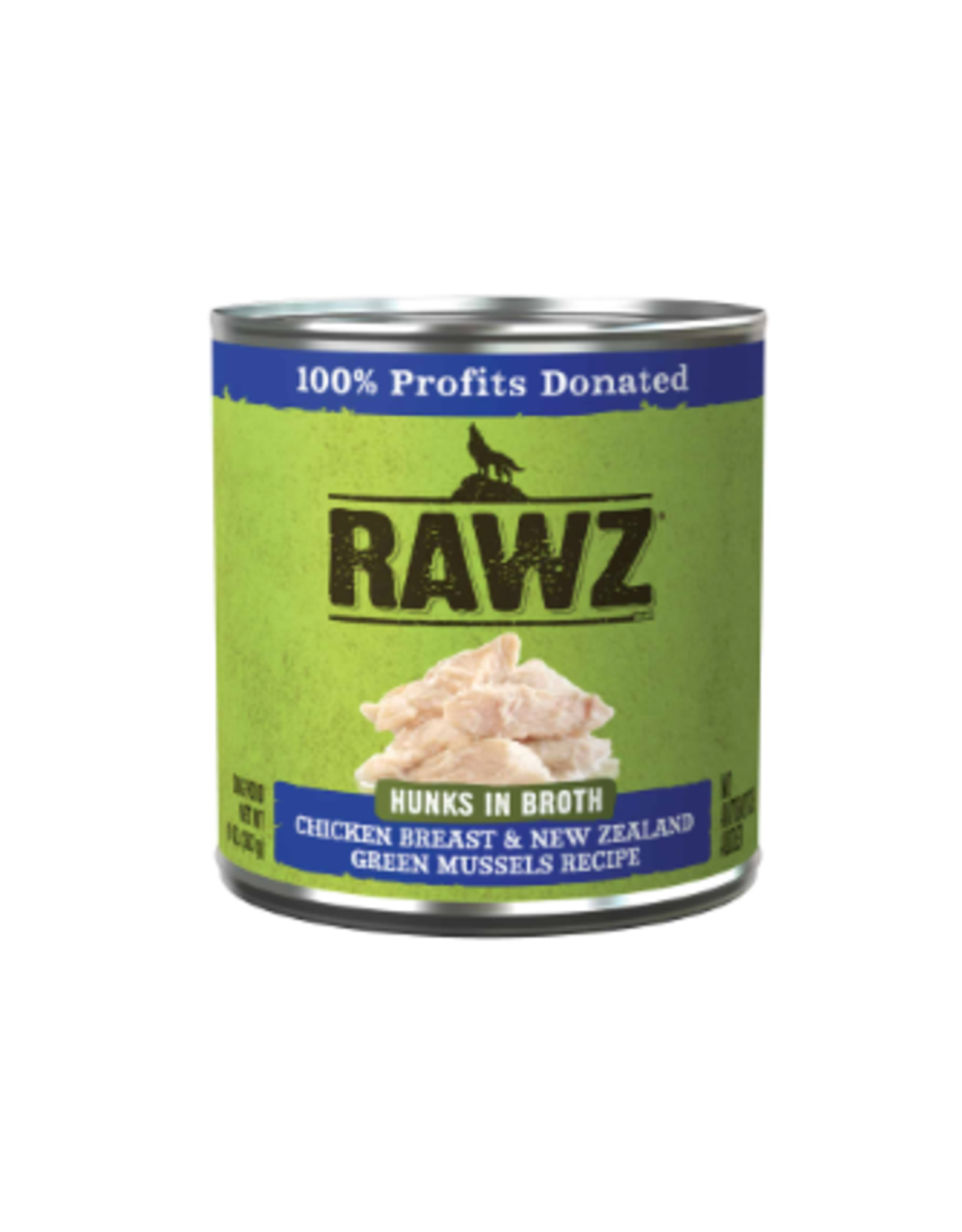 Rawz Rawz Hunks Chicken Breast & New Zealand Green Mussels Dog Food 10oz