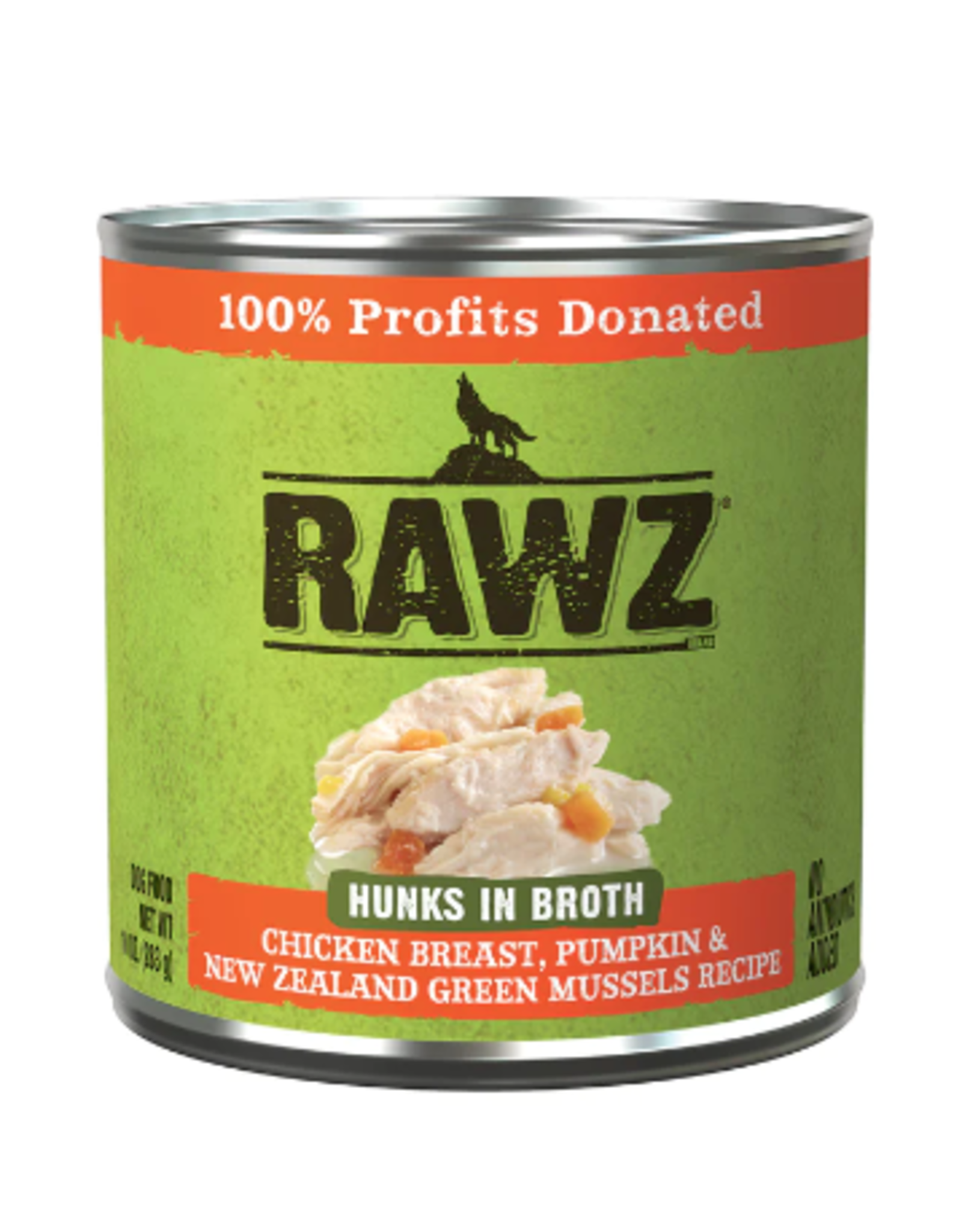 Rawz Rawz Hunks Chicken, Pumpkin & New Zealand Green Mussels Dog Food 10oz