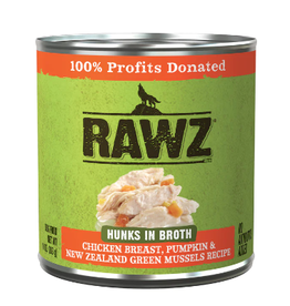 Rawz Rawz Hunks Chicken, Pumpkin & New Zealand Green Mussels Dog Food 10oz