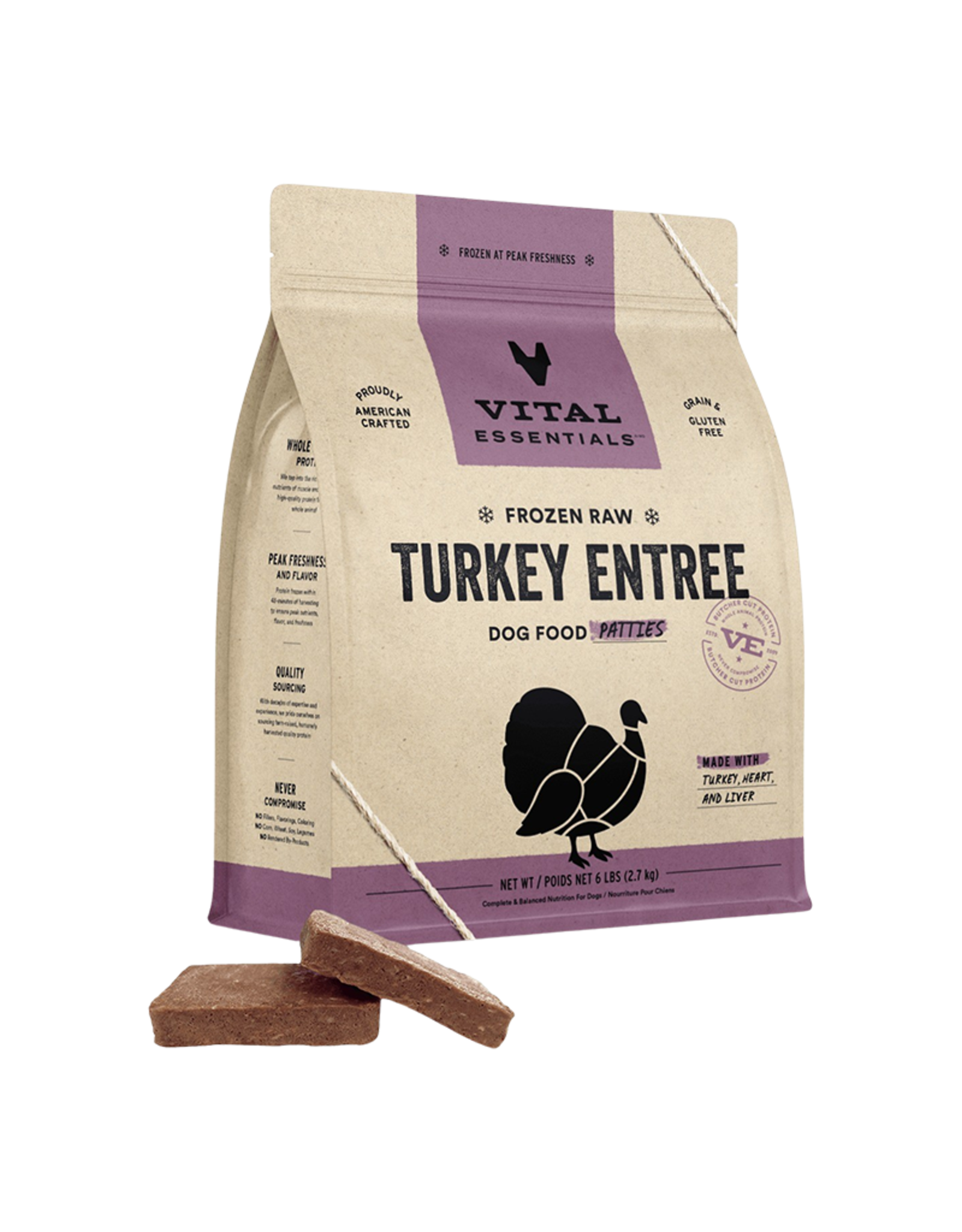 Vital Essentials Vital Essentials Frozen Raw Turkey Entree Dog Food Patties 6lb