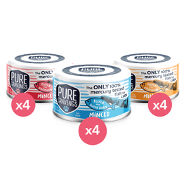 Pure Cravings Minced Tuna Variety Pack (Chicken, Salmon & Tuna Loin) 3oz 12/cs