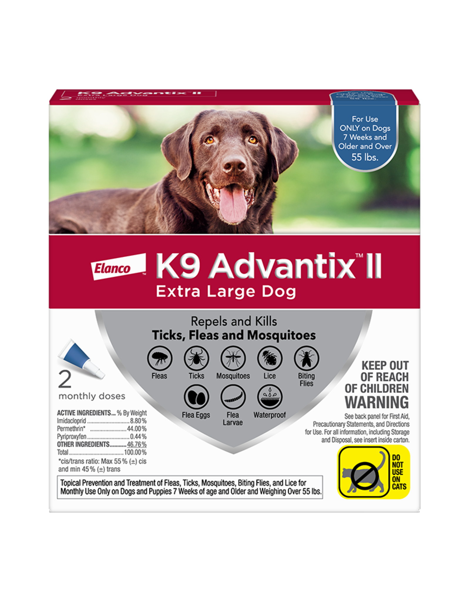 Elanco Elanco K9 Advantix II Flea, Tick & Mosquito Repellant XLarge Dog Over 55 lbs. 2pk