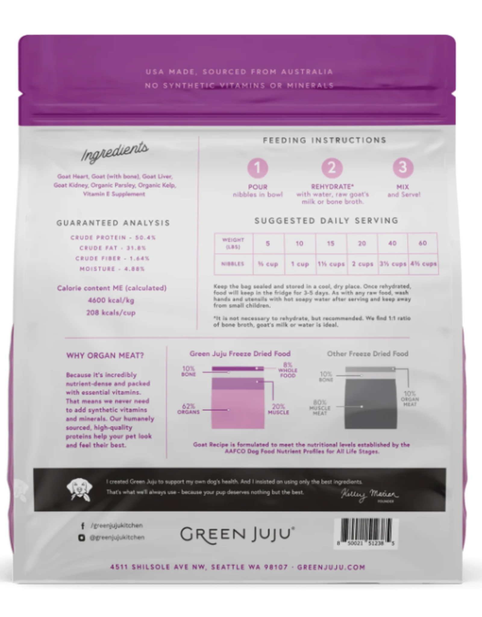 Green Juju Green Juju Freeze-Dried Goat Recipe Dog Food 14oz