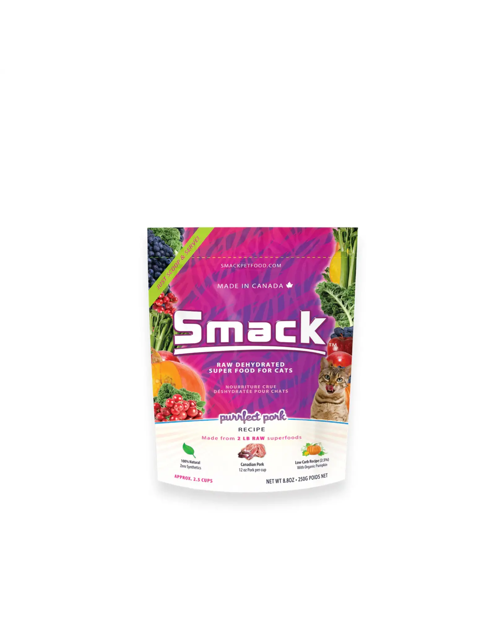 Smack Smack Raw Dehydrated Super Food for Cats Purrfect Pork