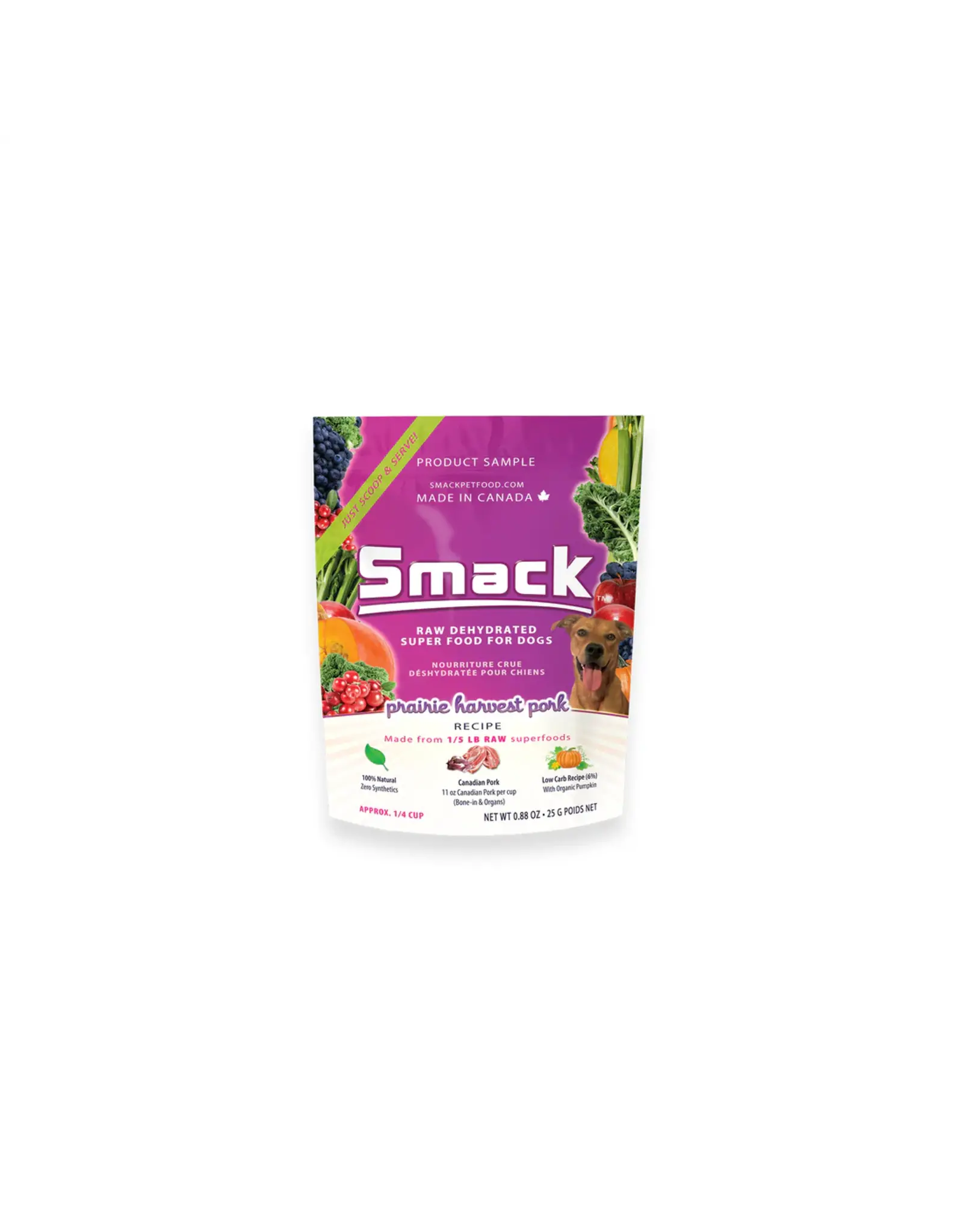 Smack Smack Raw Dehydrated Super Food for Dogs Prairie Harvest Pork Recipe