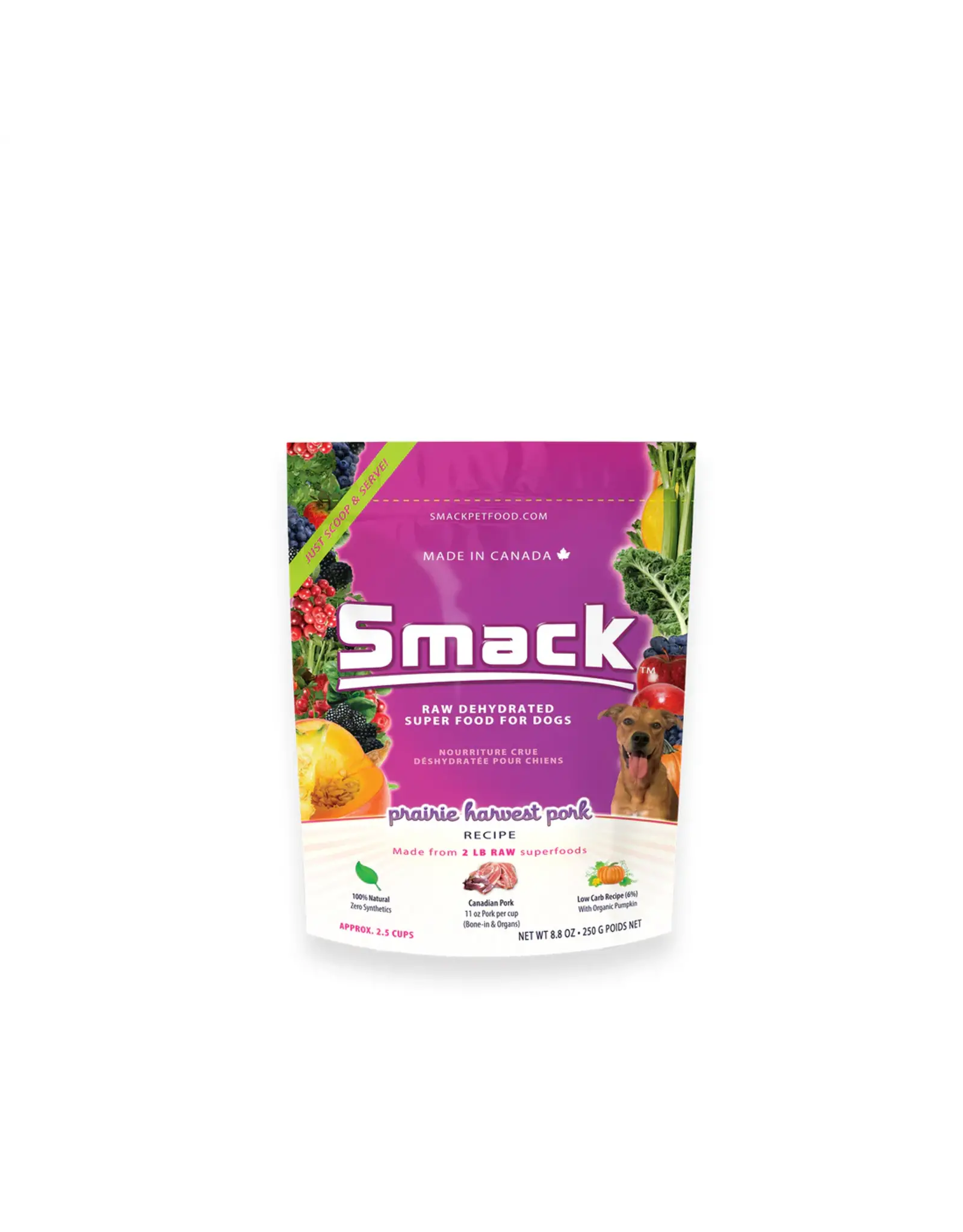 Smack Smack Raw Dehydrated Super Food for Dogs Prairie Harvest Pork Recipe