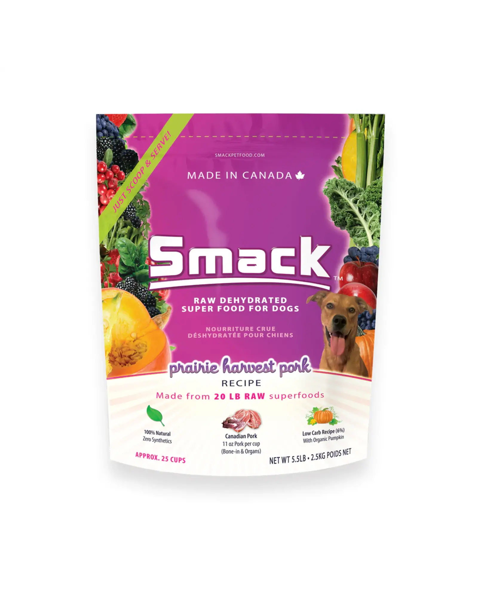 Smack Smack Raw Dehydrated Super Food for Dogs Prairie Harvest Pork Recipe