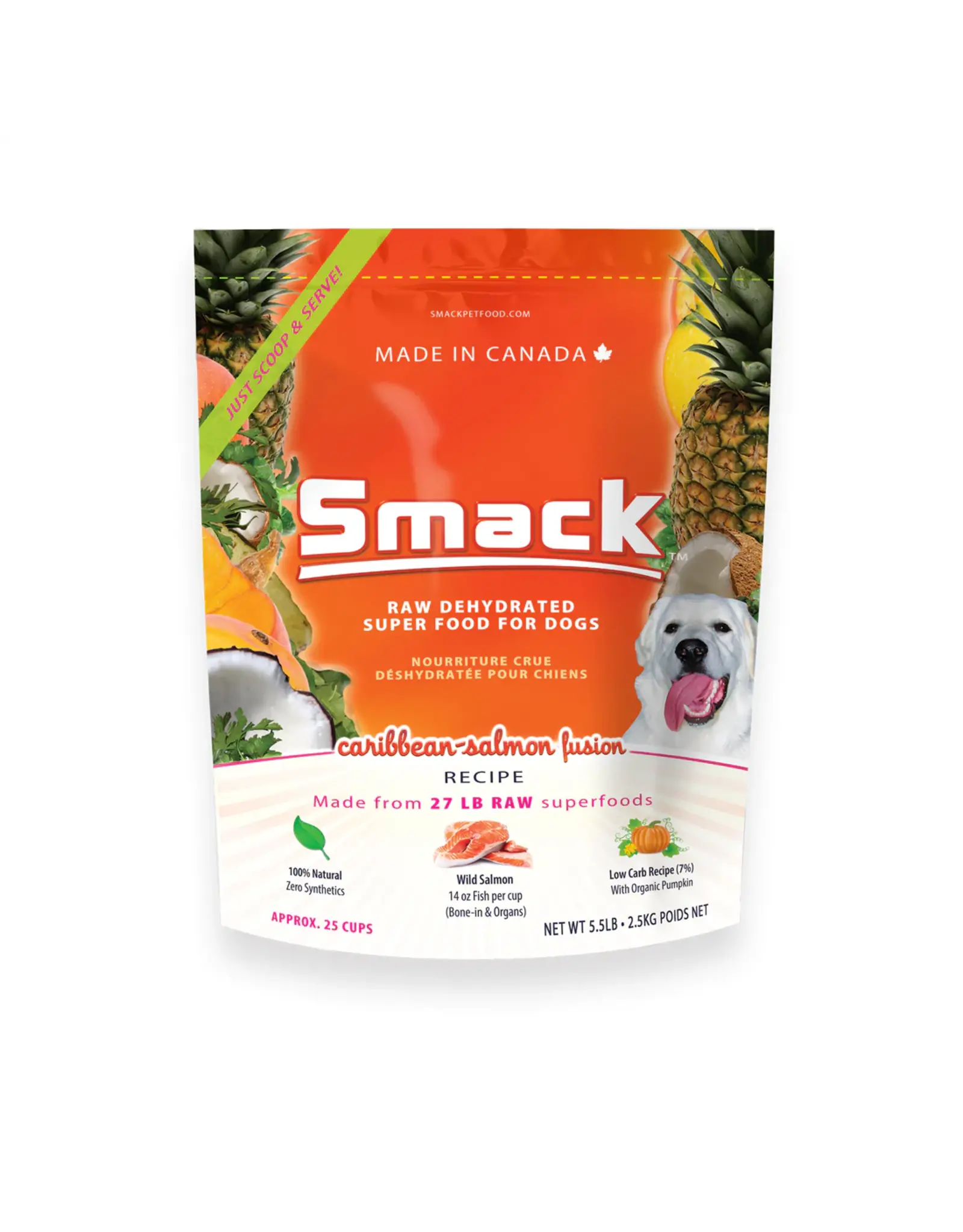 Smack Smack Raw Dehydrated Super Food for Dogs Caribbean-Salmon Fusion Recipe