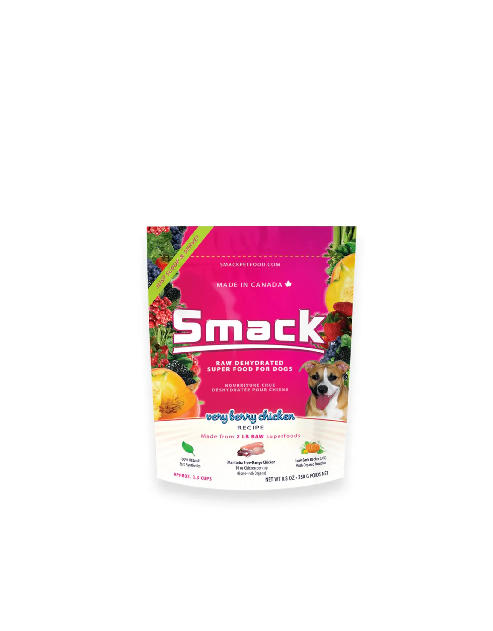 Smack Smack Raw Dehydrated Super Food for Dogs Very Berry Chicken Recipe