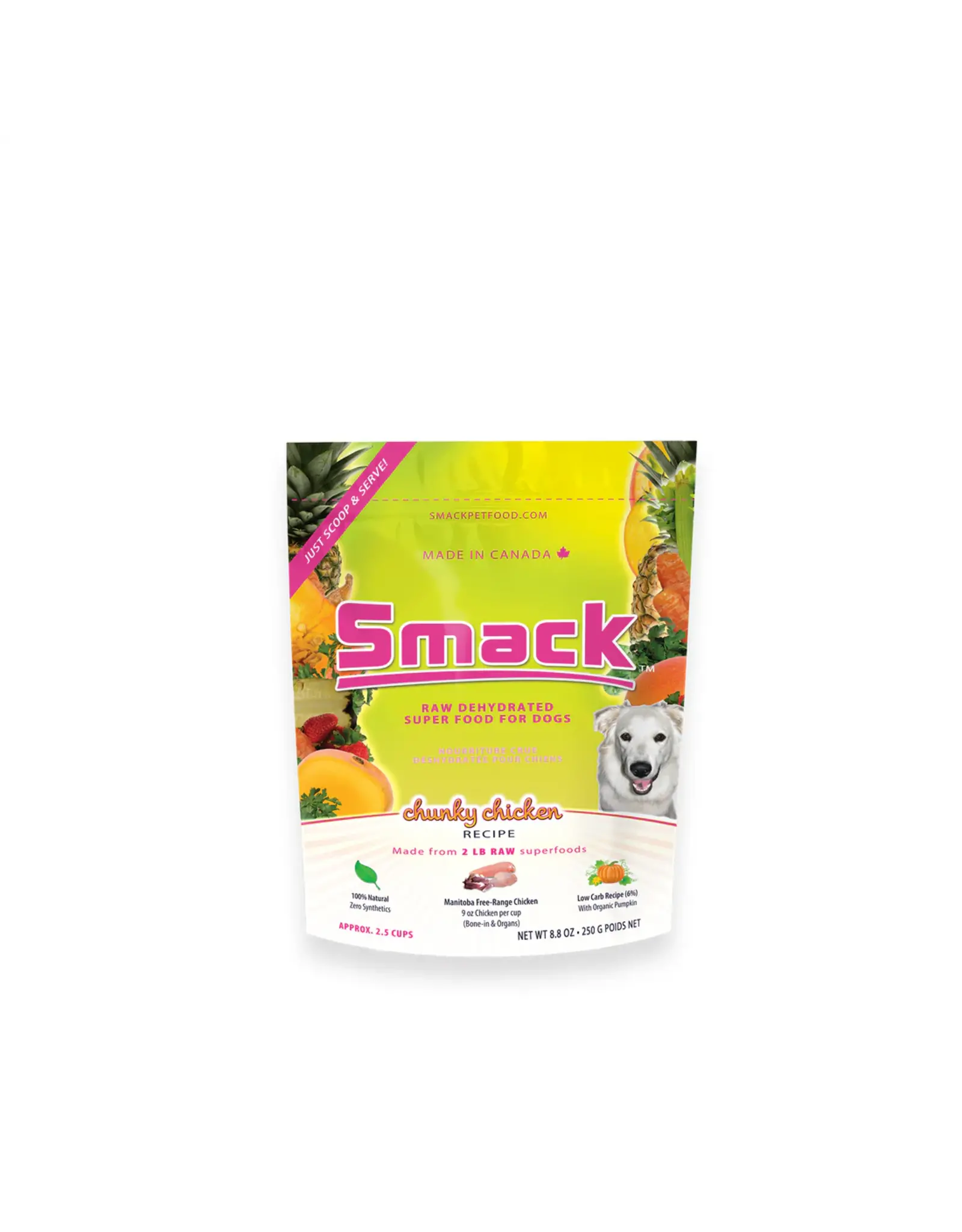 Smack Smack Raw Dehydrated Super Food for Dogs Chunky Chicken Recipe