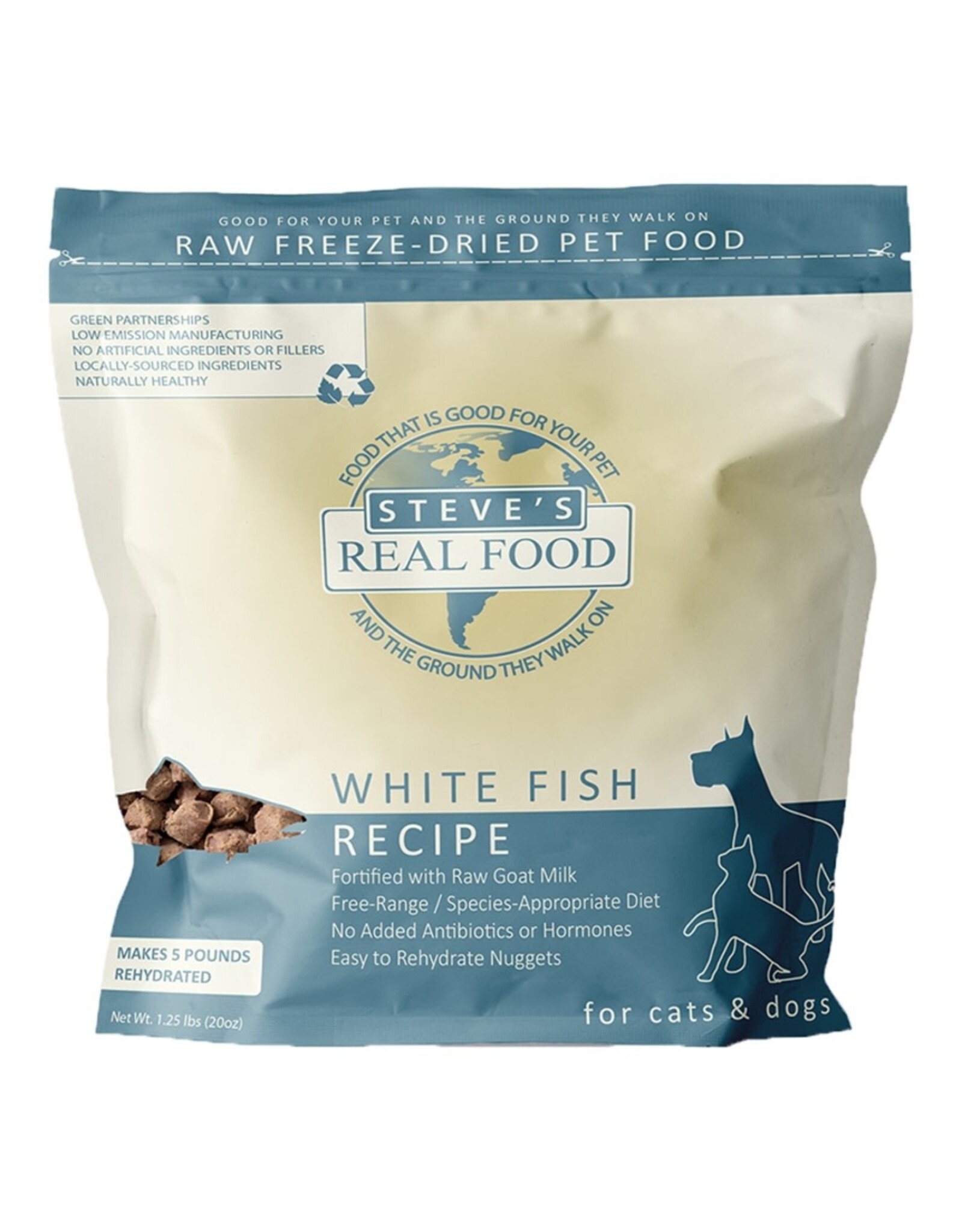 Steve's Real Food Steve's Real Food Freeze-Dried Nuggets Whitefish Recipe Pet Food 1.25lb