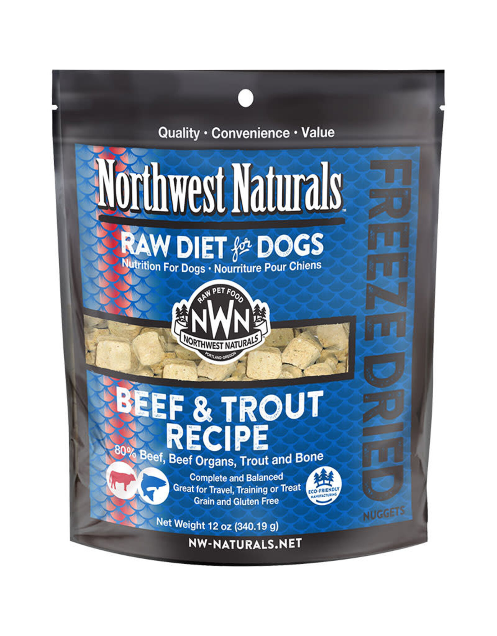 Northwest Naturals Northwest Naturals Raw Diet for Dogs Freeze Dried Nuggets  Beef & Trout Recipe