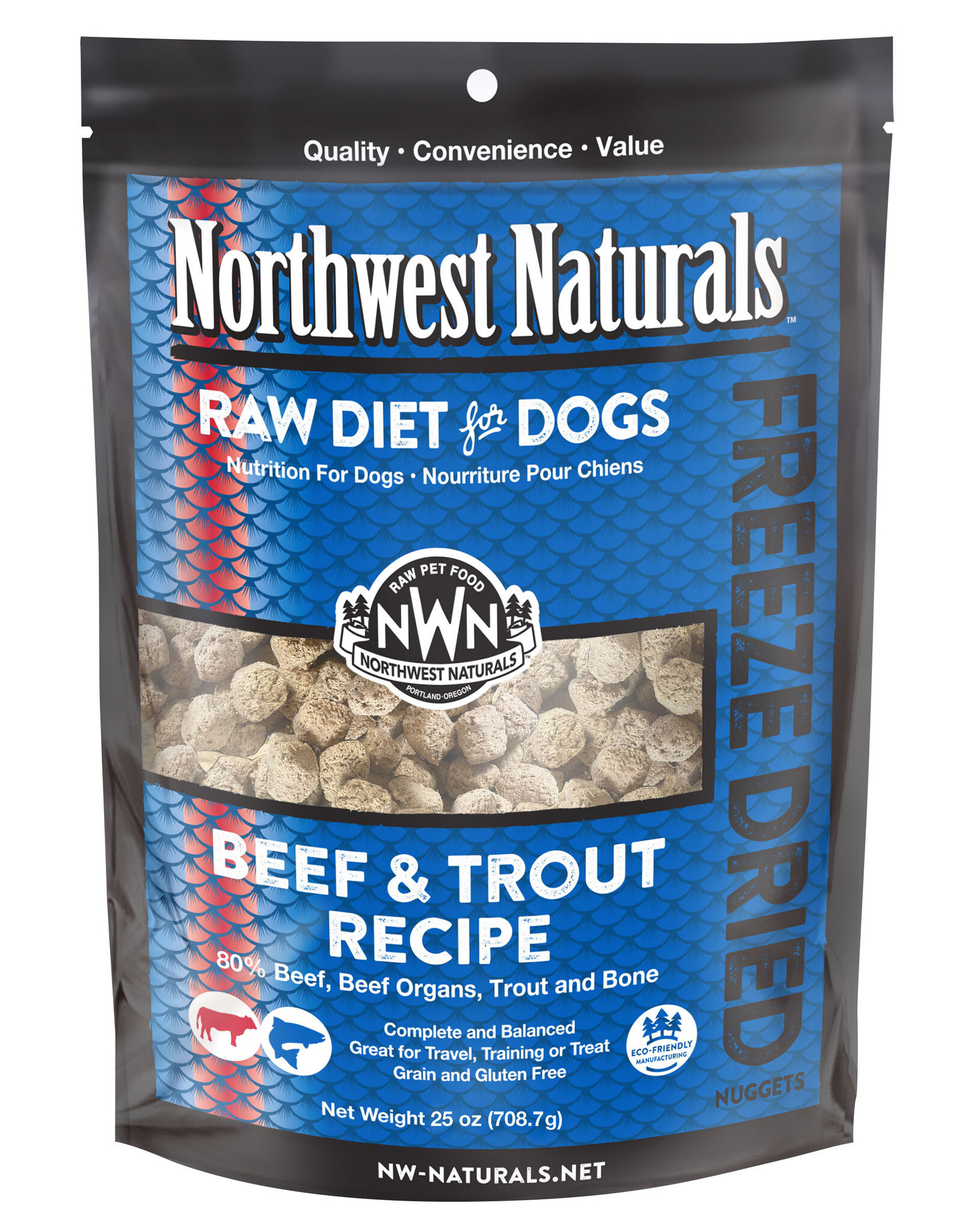 Northwest Naturals Northwest Naturals Raw Diet for Dogs Freeze Dried Nuggets  Beef & Trout Recipe