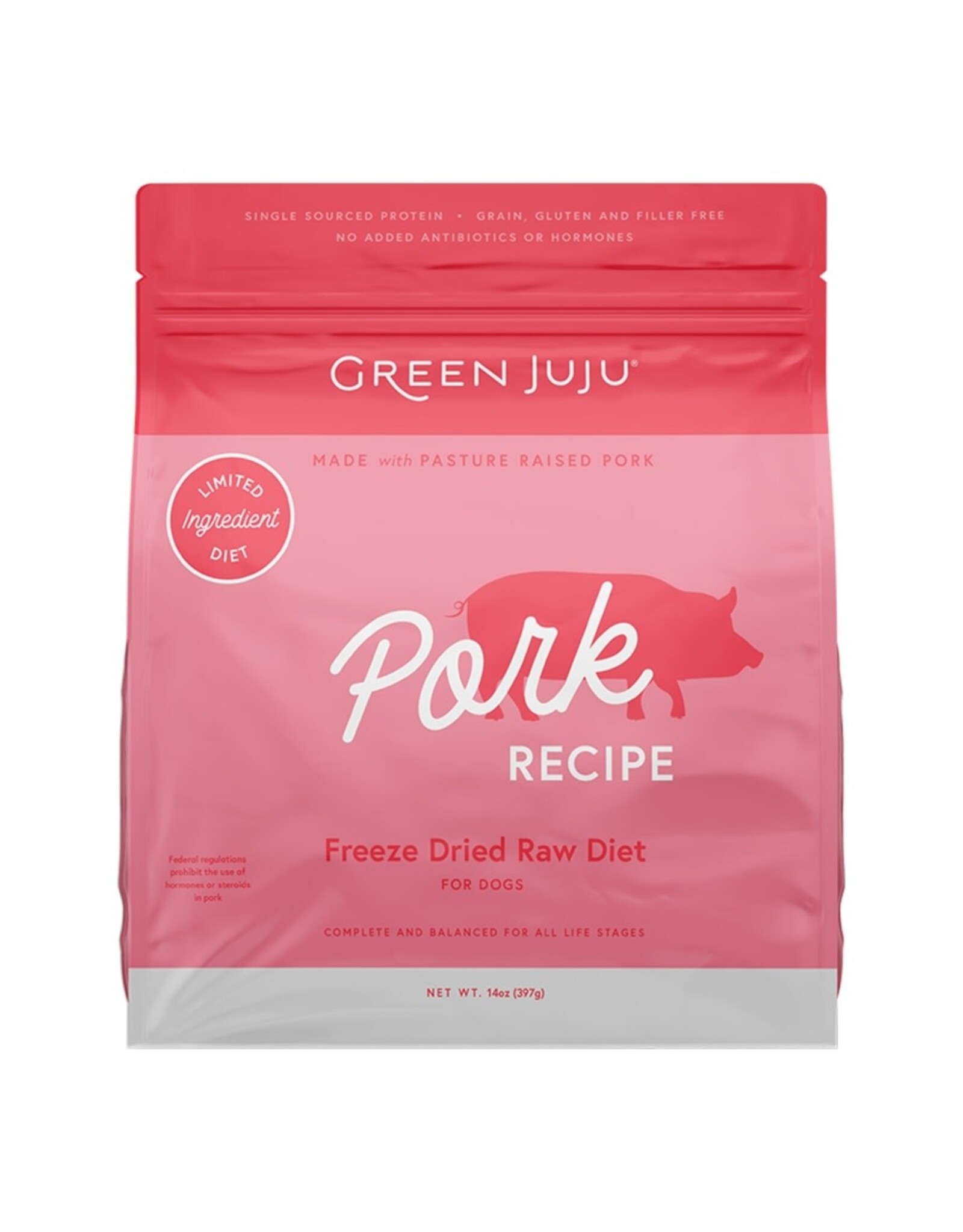 Green Juju Green Juju Pork Recipe Freeze Dried Raw Diet Dog Food 14oz