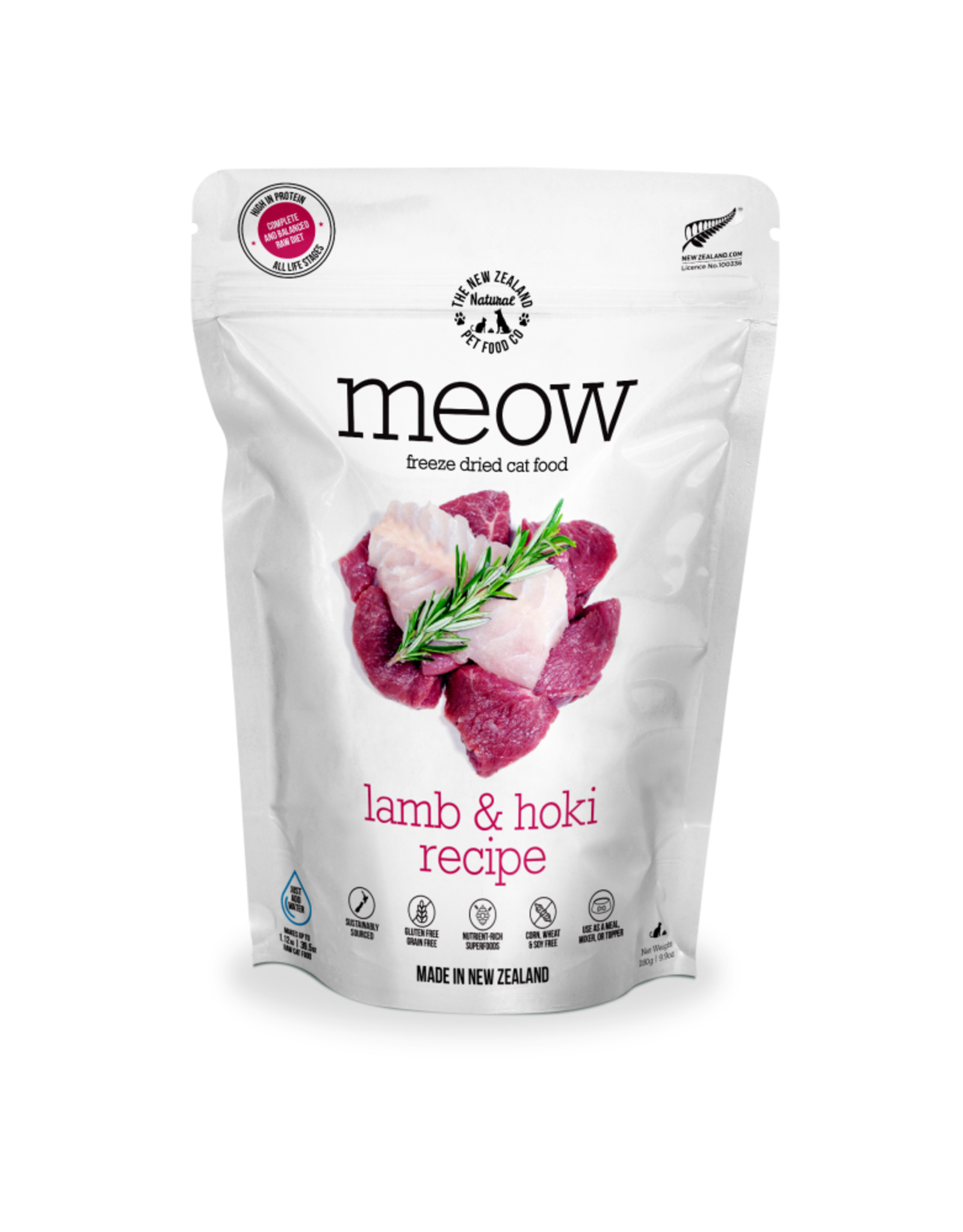 The New Zealand Natural Pet Food Company Meow Freeze-Dried Lamb & Hoki Recipe Cat Food