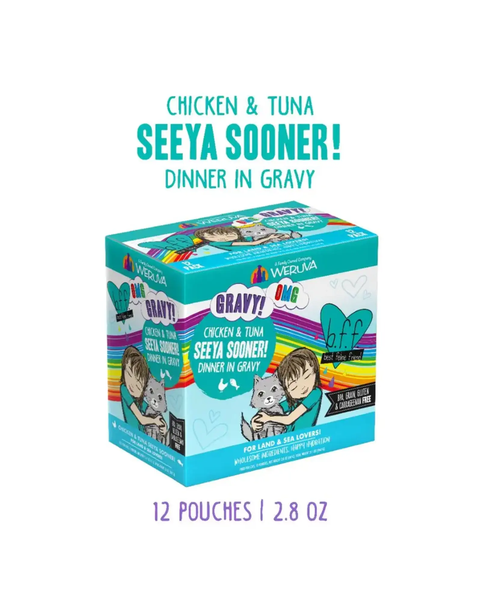 Weruva Weruva BFF OMG  Seeya Sooner Chicken & Tuna Dinner in Gravy Cat Food 2.8oz Pouch