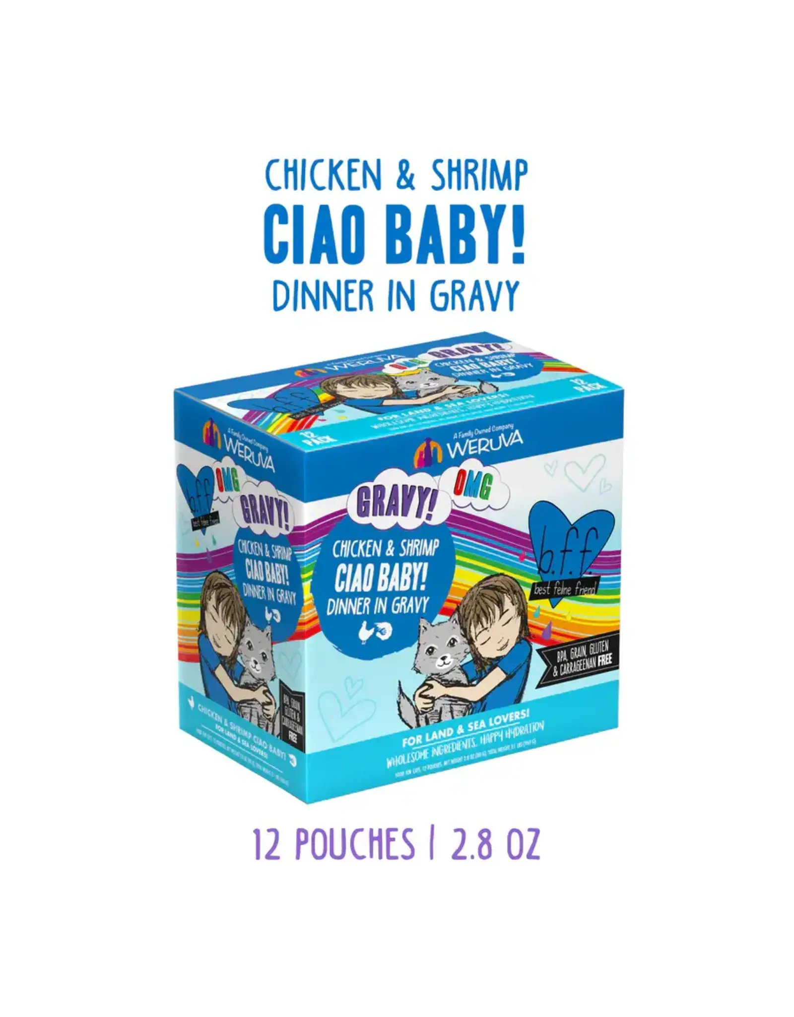 Weruva Weruva BFF OMG Ciao Baby Chicken & Shrimp Dinner in Gravy Cat Food 2.8oz Pouch