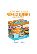 Weruva Weruva BFF OMG Purr-Fect Plannin Chicken, Turkey & Salmon Dinner in Gravy Cat Food 2.8oz Pouch
