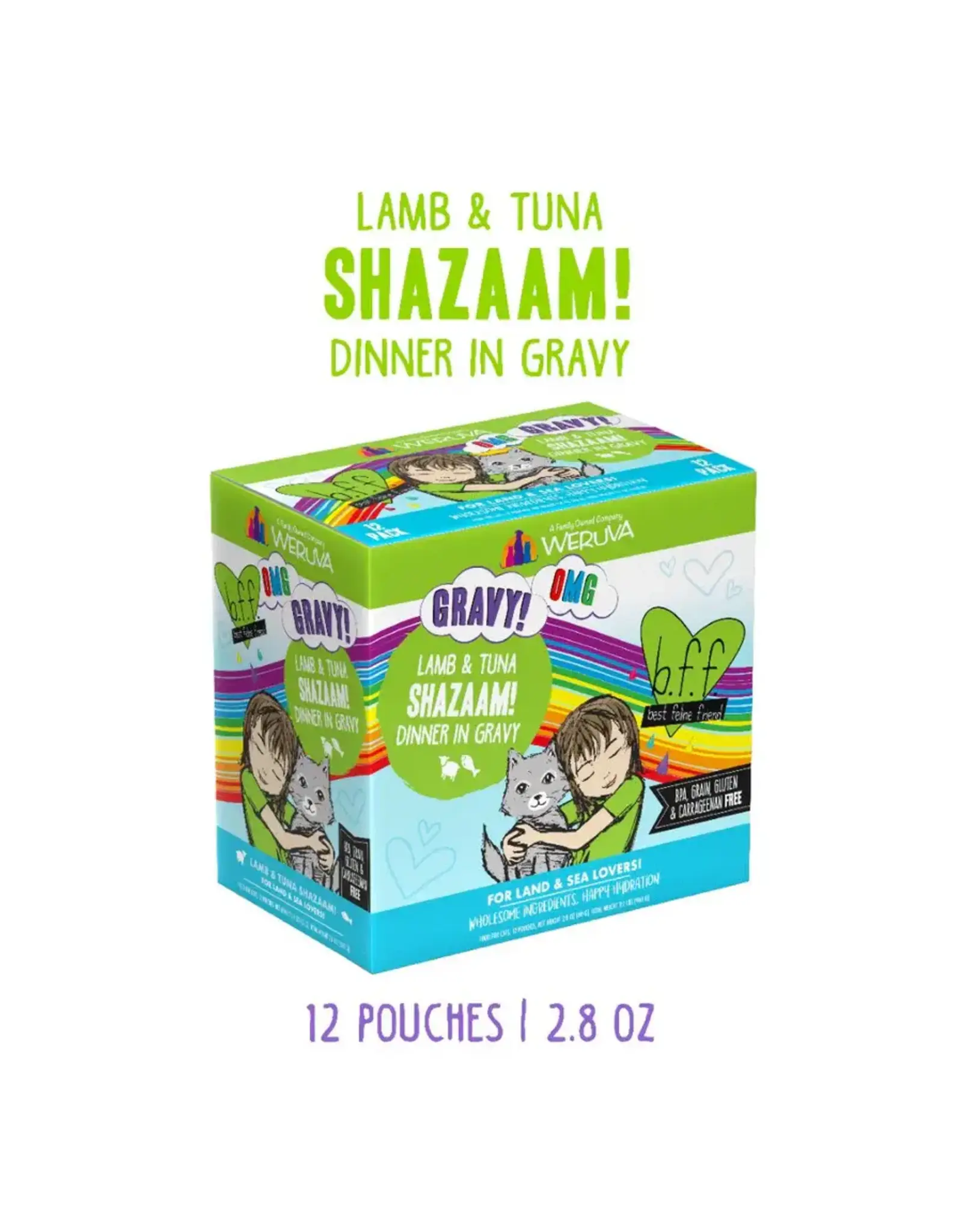 Weruva Weruva BFF OMG Shazaam Lamb & Tuna Dinner in Gravy Cat Food 2.8oz Pouch