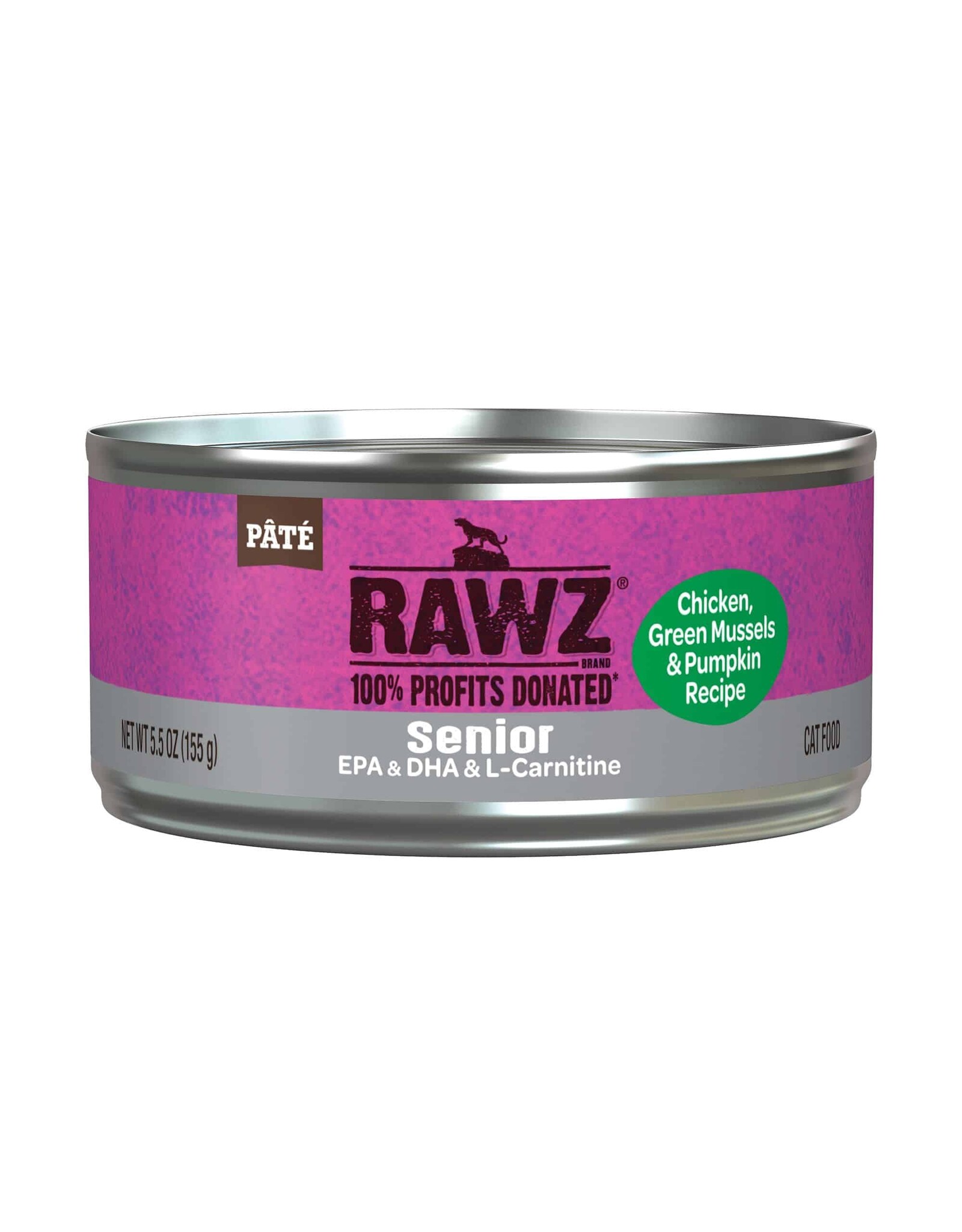 Rawz Rawz Senior Chicken, Green Mussels & Pumpkin Recipe Pate Wet Cat Food 5.5oz