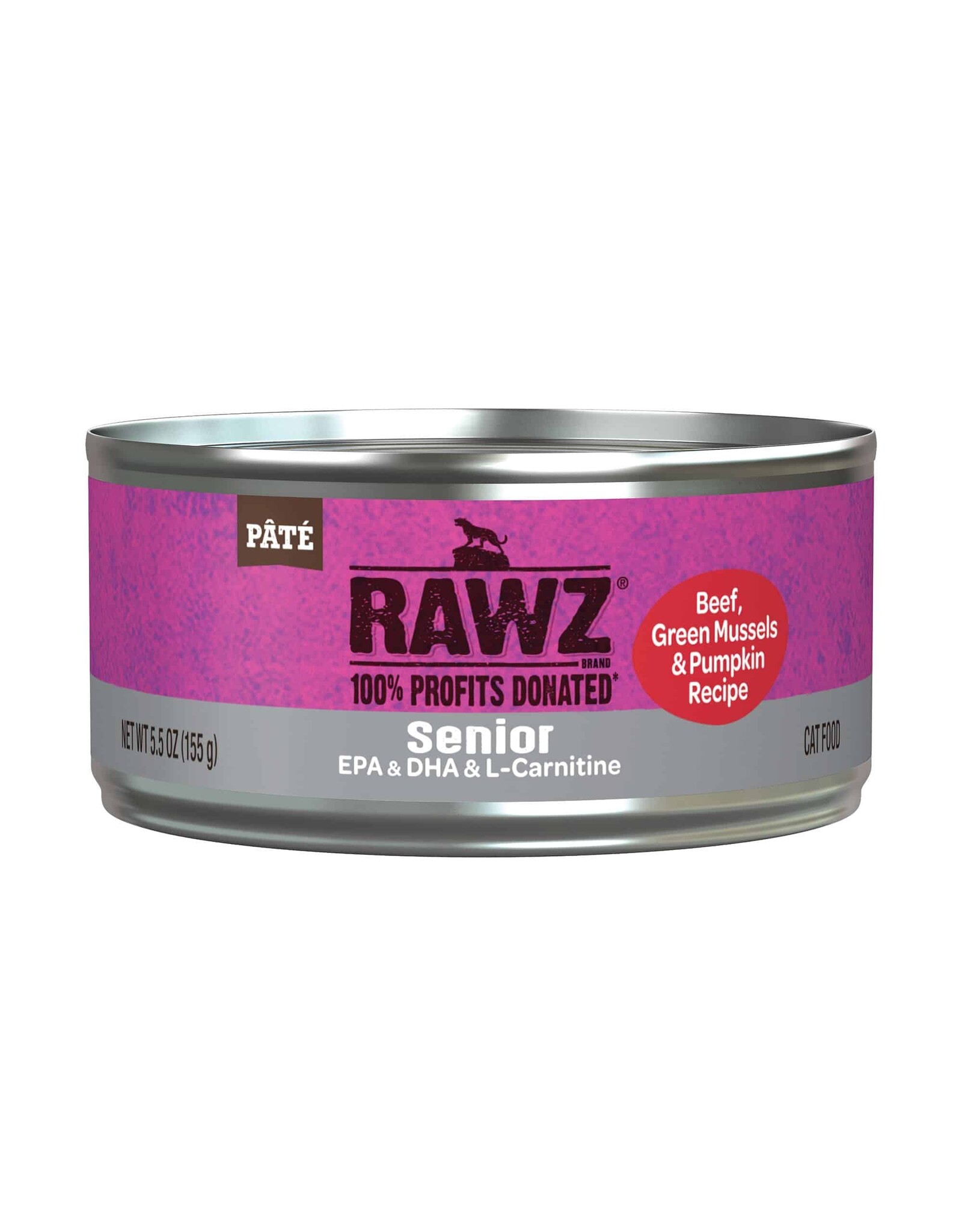 Rawz Rawz Senior Beef, Green Mussel & Pumpkin Recipe Pate Wet Cat Food 5.5oz