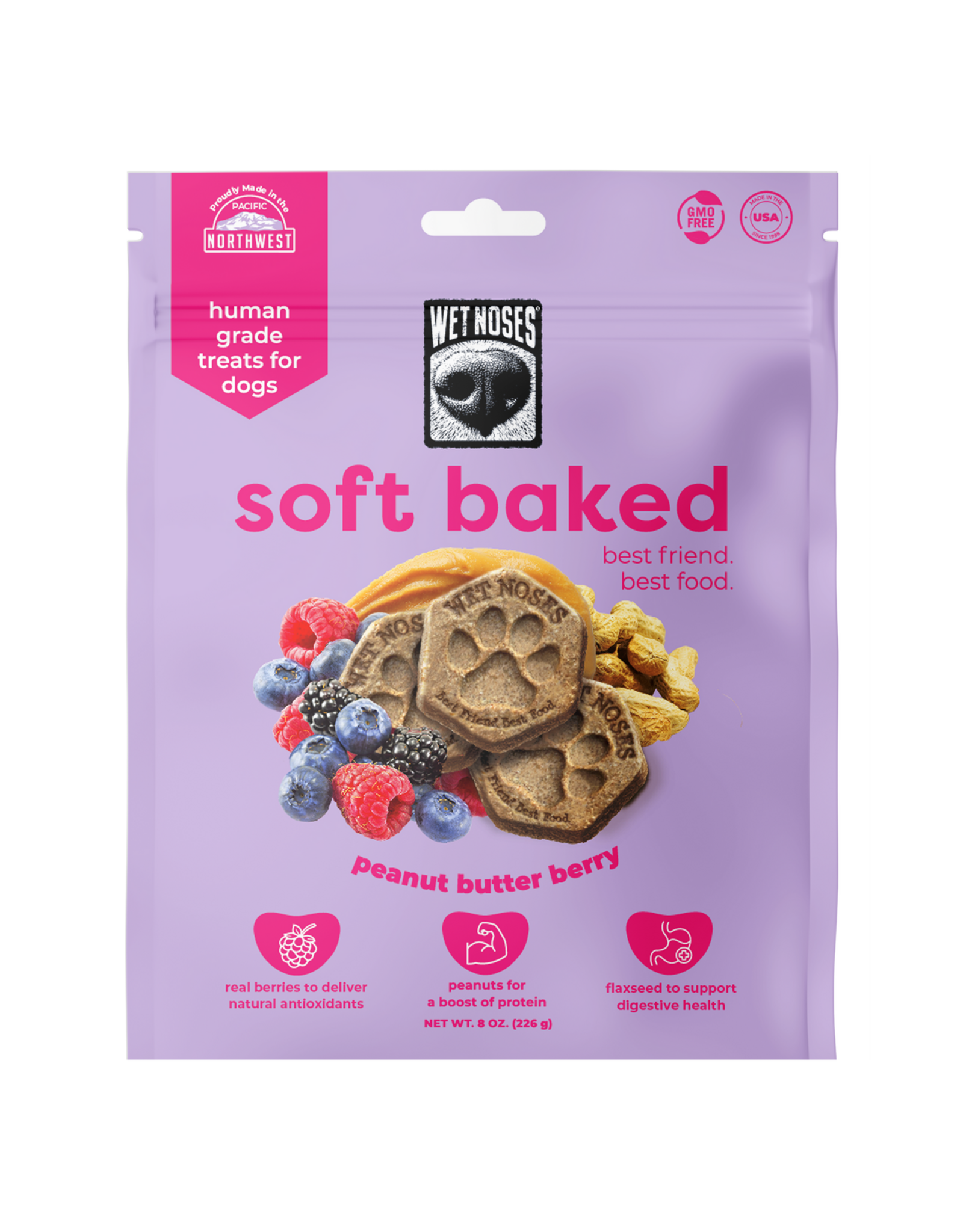 Wet Noses Wet Noses Soft Baked Peanut Butter Berry Dog Treat 8oz