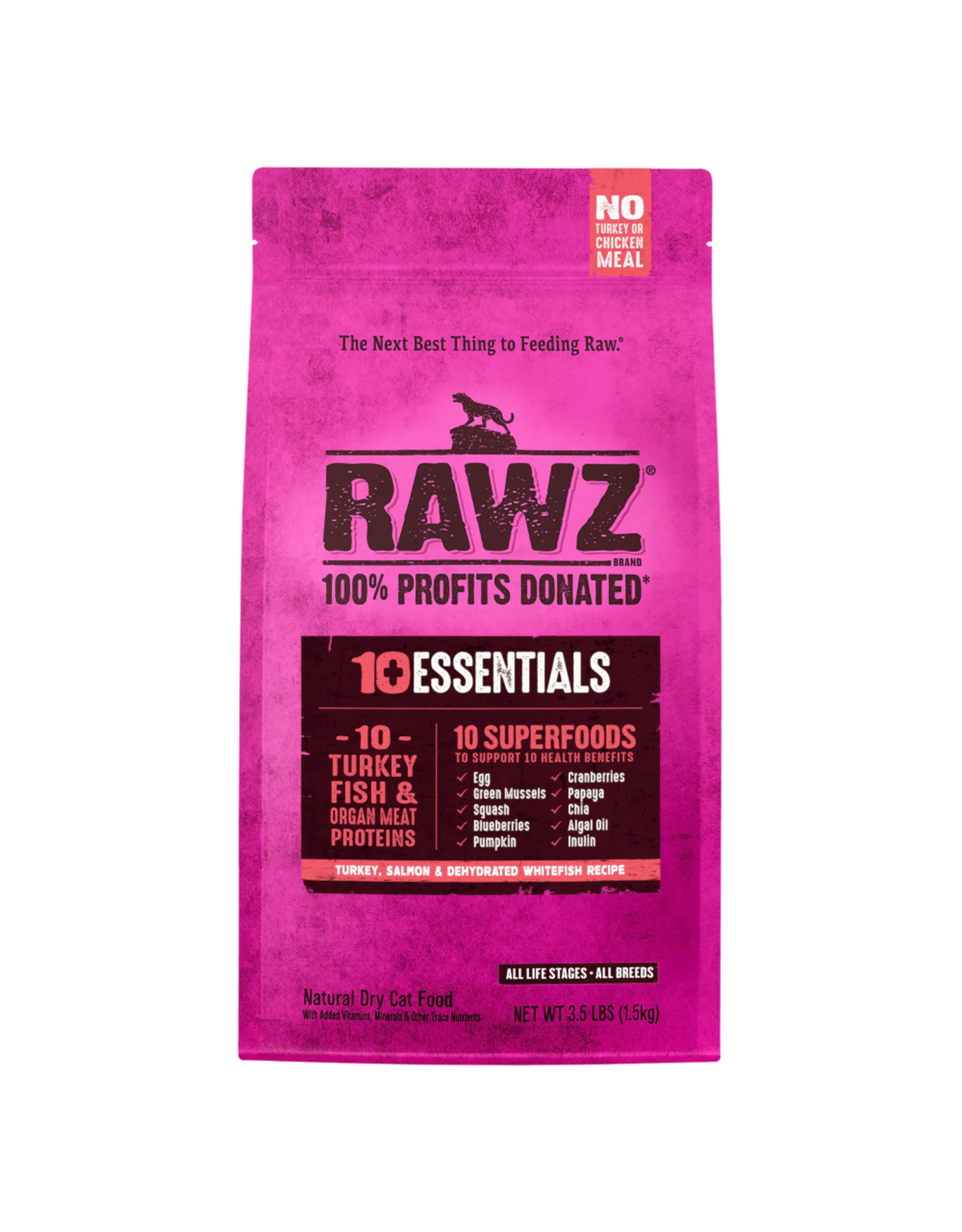 Rawz Rawz 10 Essentials Turkey, Salmon & Dehydrated Whitefish Recipe Cat Food 3.5lb
