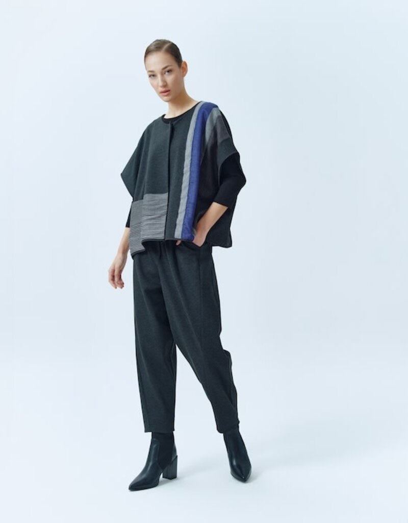 IGOR BETTA Single Btn Cap Silver Striped Front Coat