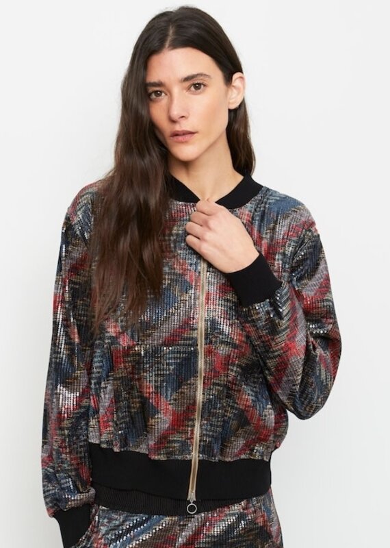 Aldo Martins Sequin Zip Front Bomber w/Black Trim