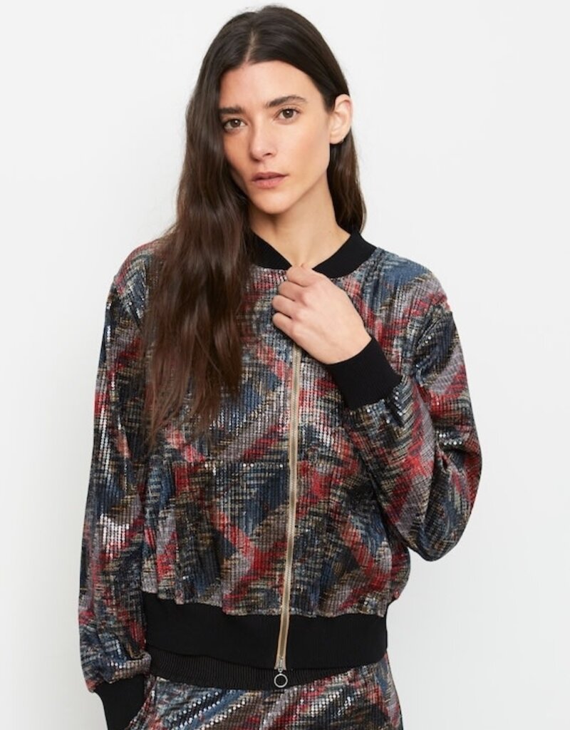 Aldo Martins Sequin Zip Front Bomber w/Black Trim