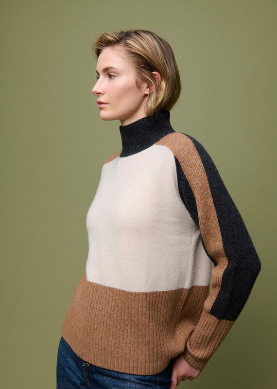 Aldo Martins Fine Merino Tri Tone Turtle Neck Sweater